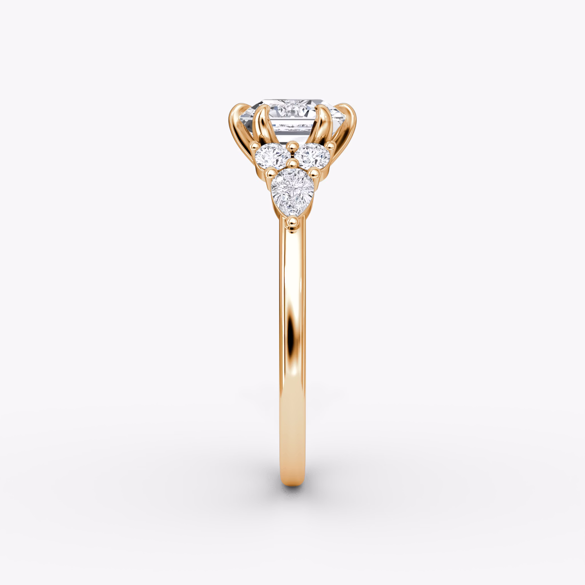The Pear Cluster Heirloom | Asscher | 14k | Rose Gold | bandAccent: Plain | diamondOrientation: vertical | caratWeight: other