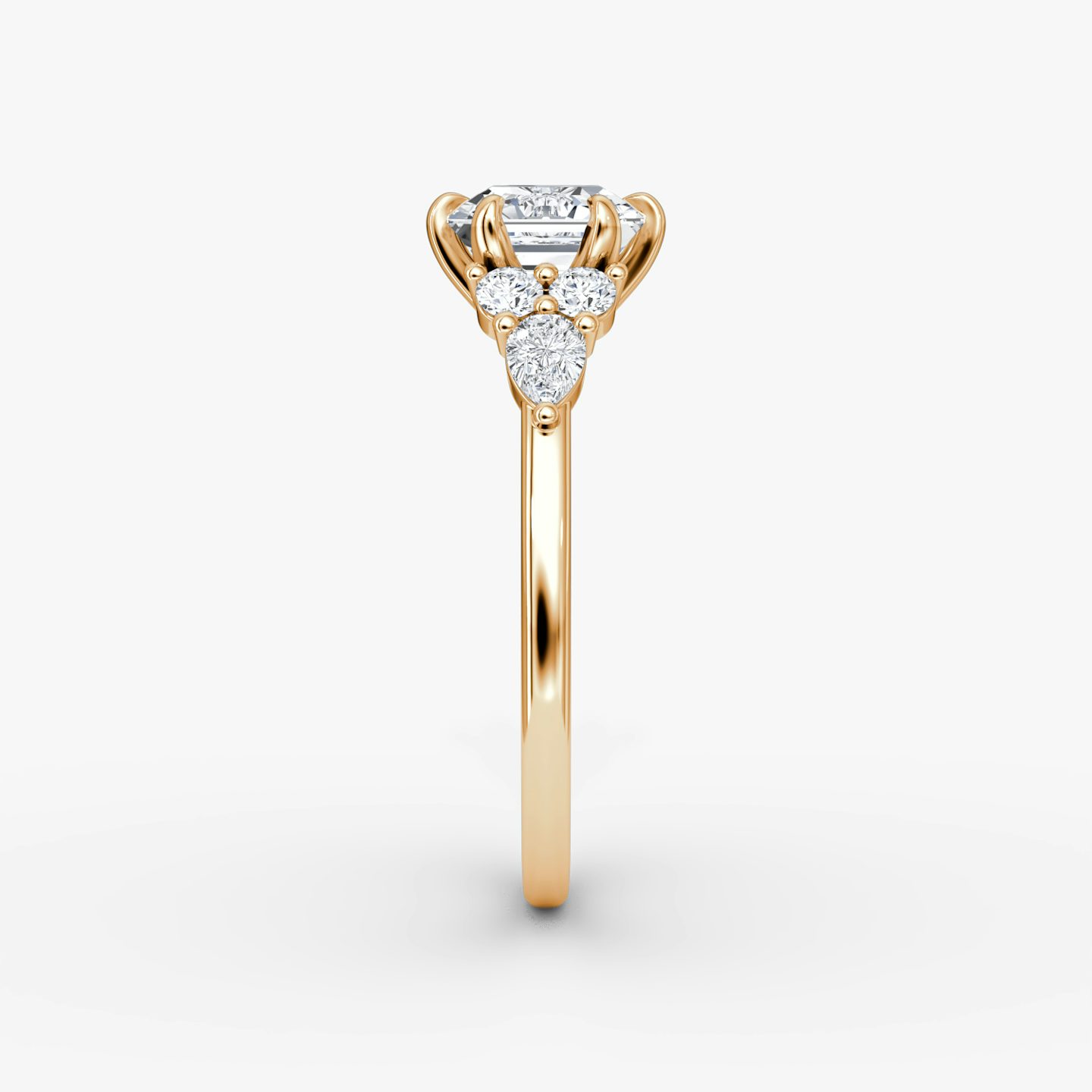 The Pear Cluster Heirloom | Asscher | 14k | Rose Gold | bandAccent: Plain | diamondOrientation: vertical | caratWeight: other