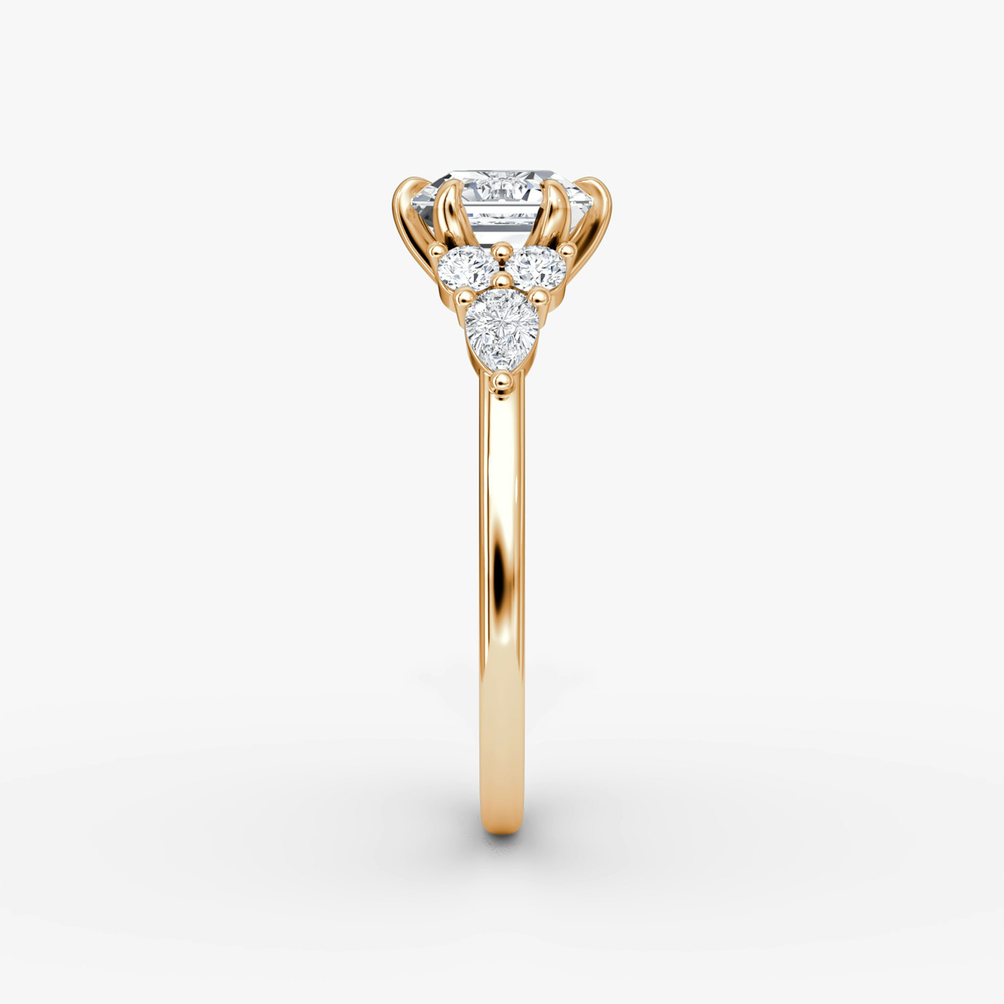 The Pear Cluster Heirloom | Asscher | 14k | Rose Gold | bandAccent: Plain | diamondOrientation: vertical | caratWeight: other