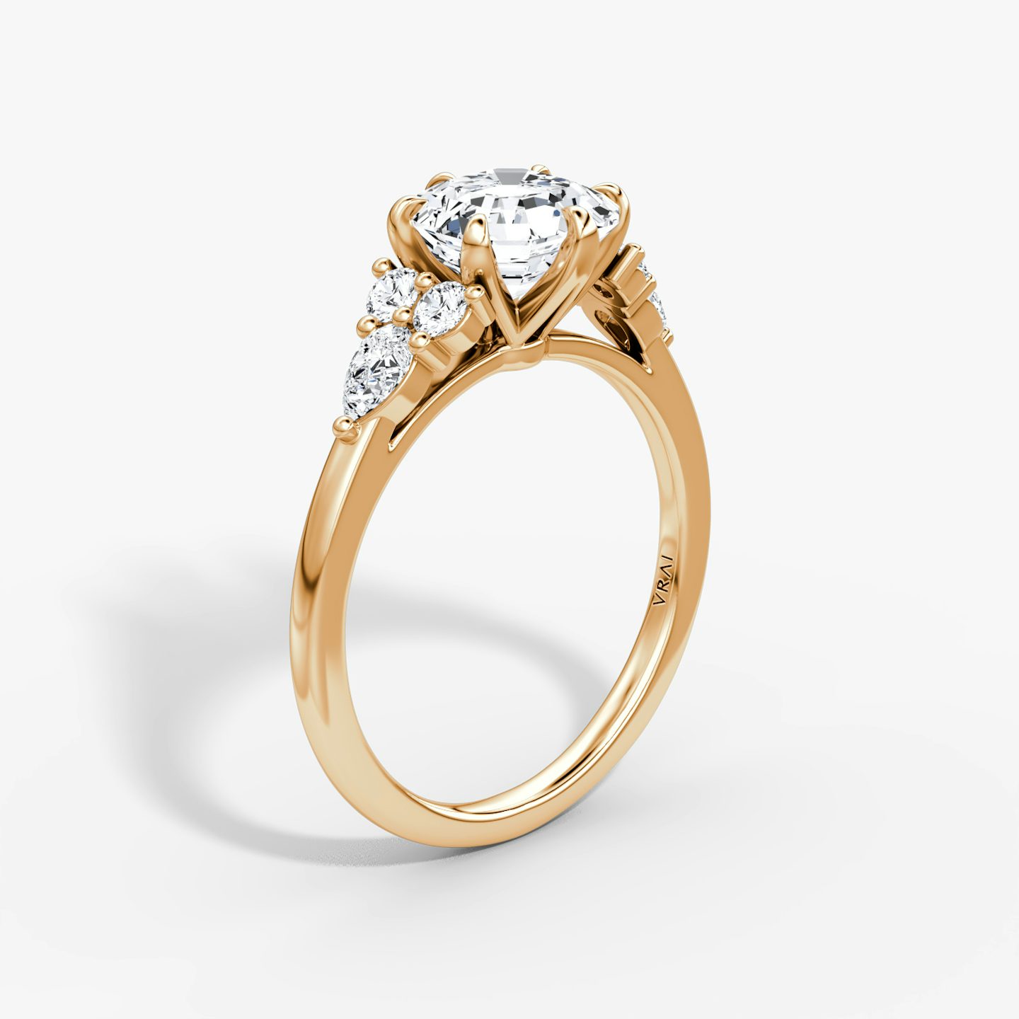 The Pear Cluster Heirloom | Asscher | 14k | Rose Gold | bandAccent: Plain | diamondOrientation: vertical | caratWeight: other