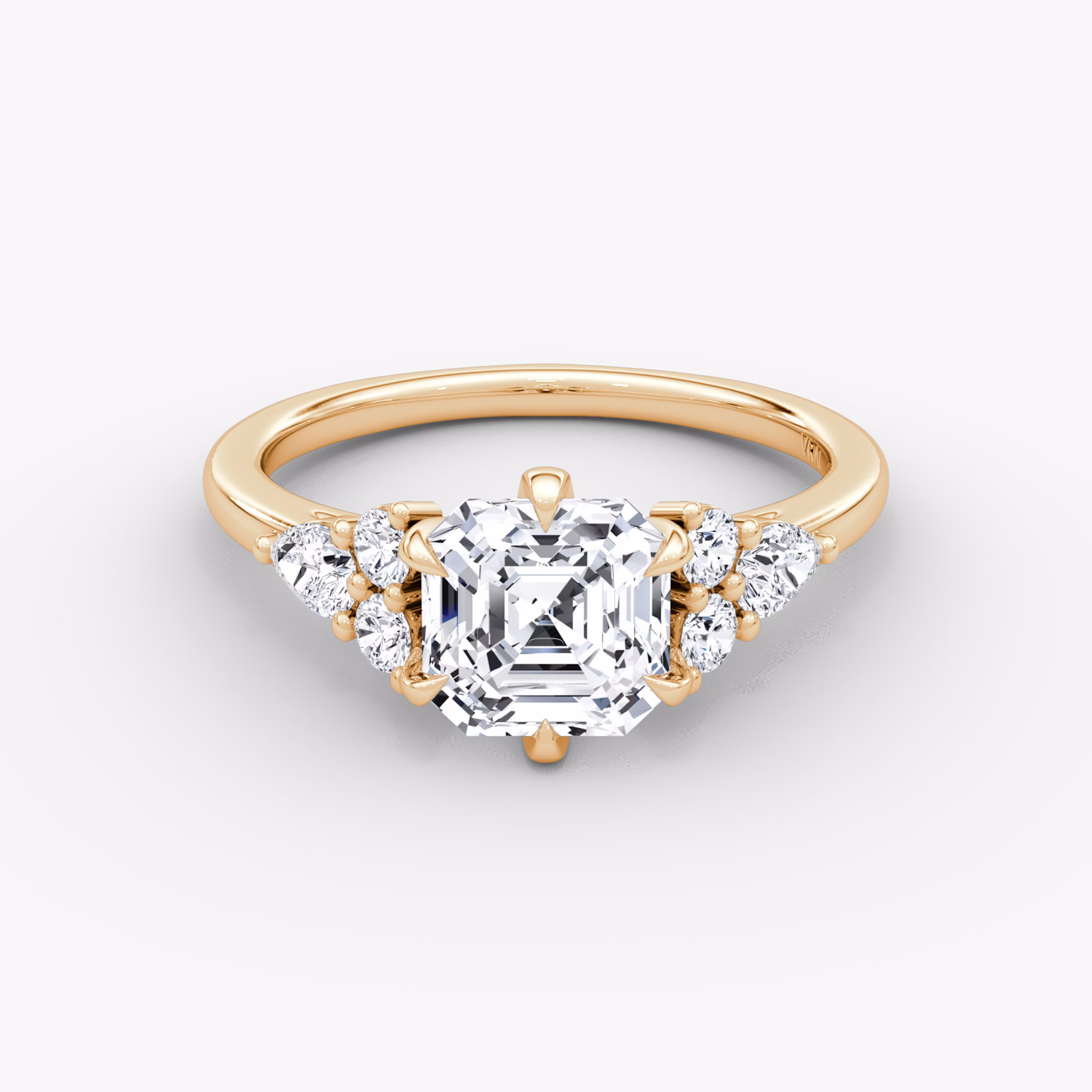The Pear Cluster Heirloom | Asscher | 14k | Rose Gold | bandAccent: Plain | diamondOrientation: vertical | caratWeight: other