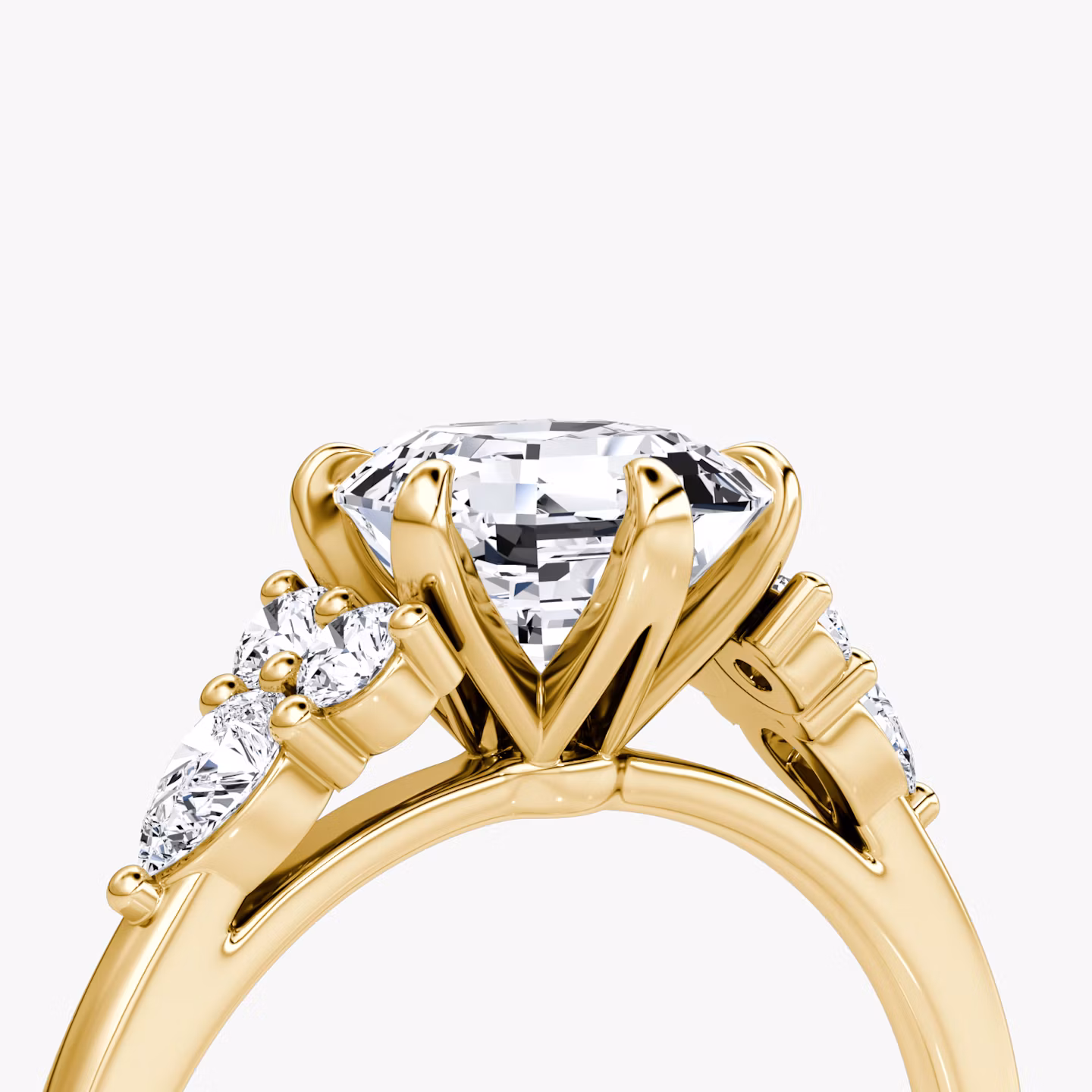 The Pear Cluster Heirloom | Asscher | 18k | Yellow Gold | bandAccent: Plain | diamondOrientation: vertical | caratWeight: other
