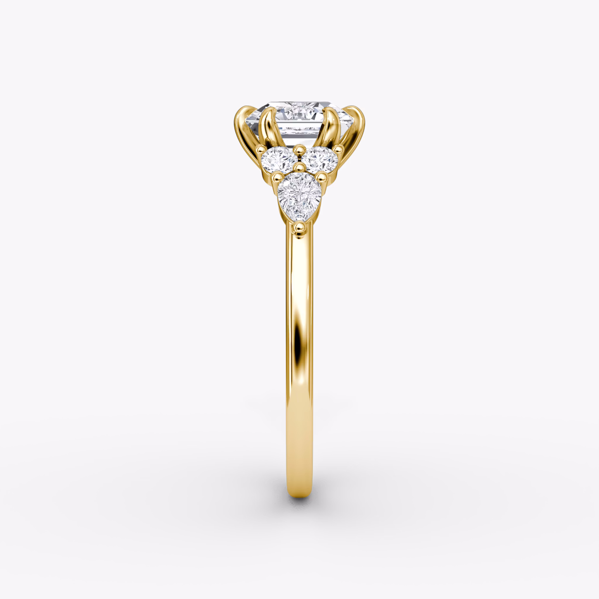 The Pear Cluster Heirloom | Asscher | 18k | Yellow Gold | bandAccent: Plain | diamondOrientation: vertical | caratWeight: other