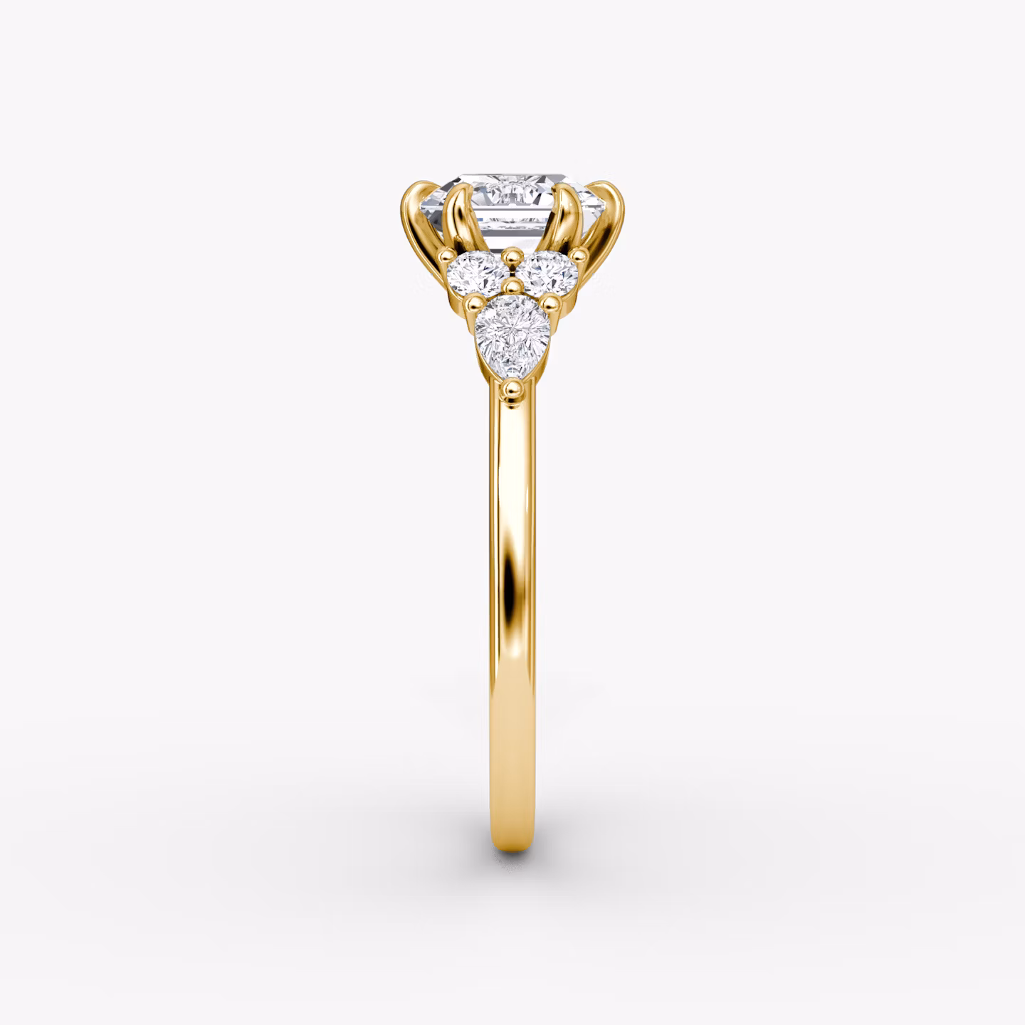 The Pear Cluster Heirloom | Asscher | 18k | Yellow Gold | bandAccent: Plain | diamondOrientation: vertical | caratWeight: other