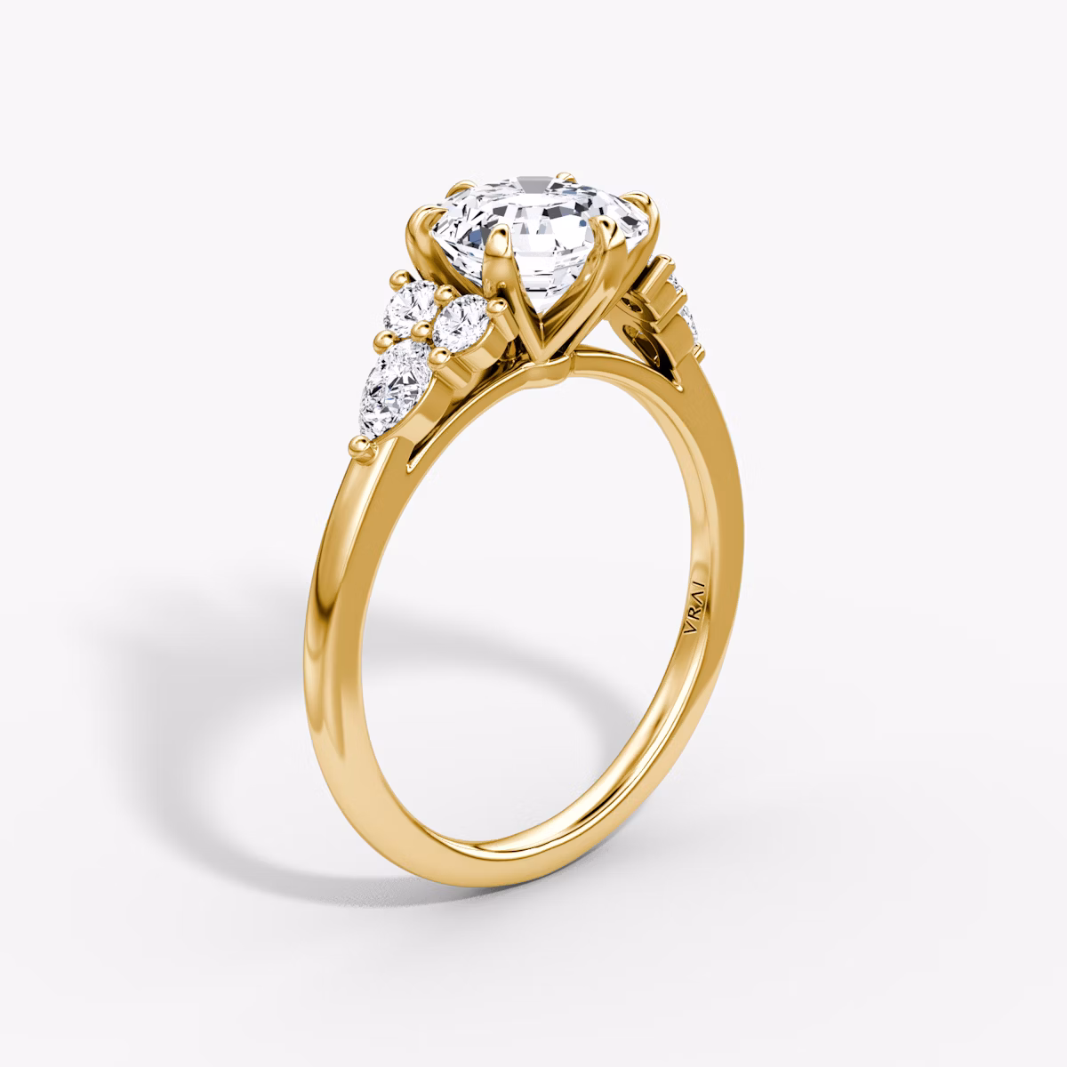 The Pear Cluster Heirloom | Asscher | 18k | Yellow Gold | bandAccent: Plain | diamondOrientation: vertical | caratWeight: other