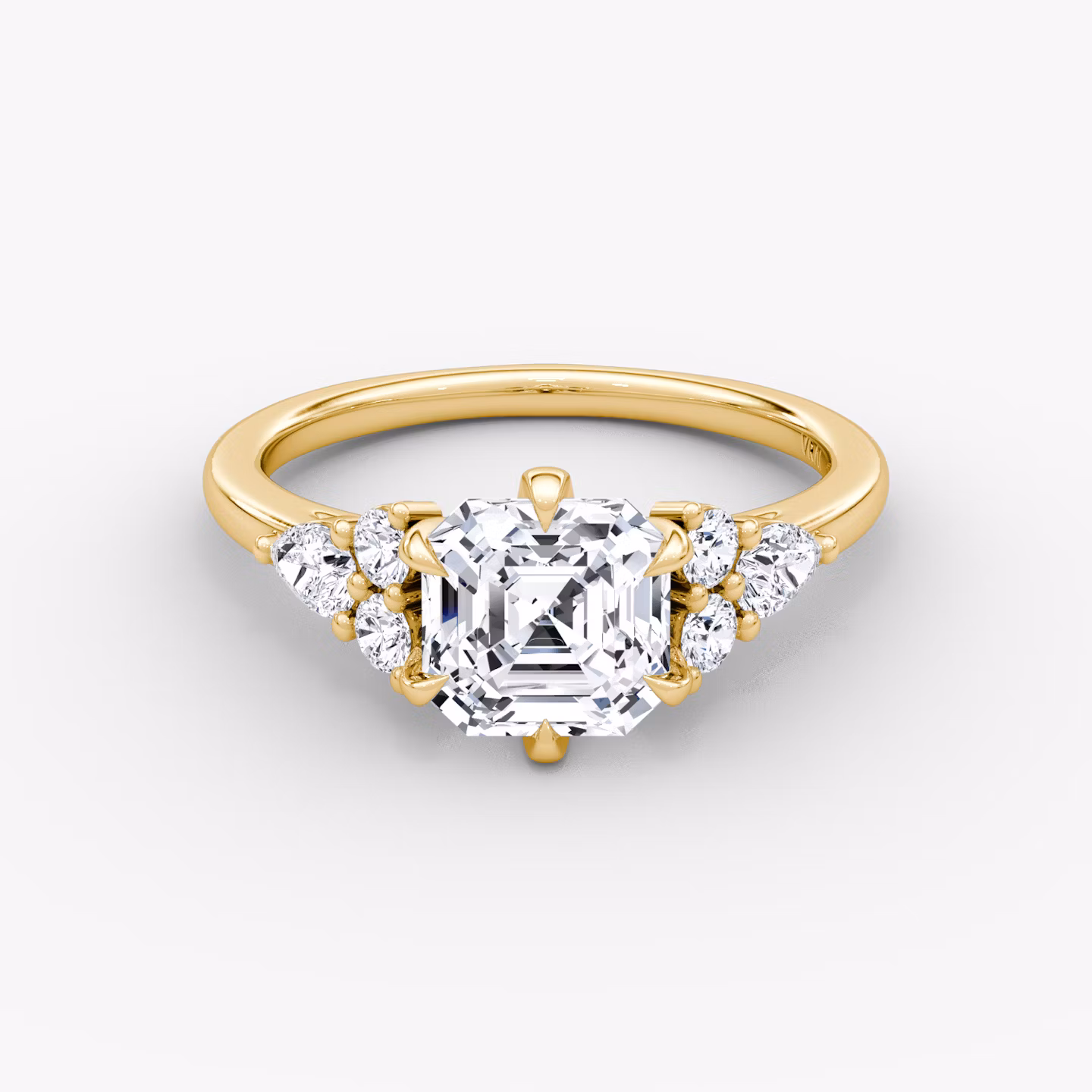 The Pear Cluster Heirloom | Asscher | 18k | Yellow Gold | bandAccent: Plain | diamondOrientation: vertical | caratWeight: other