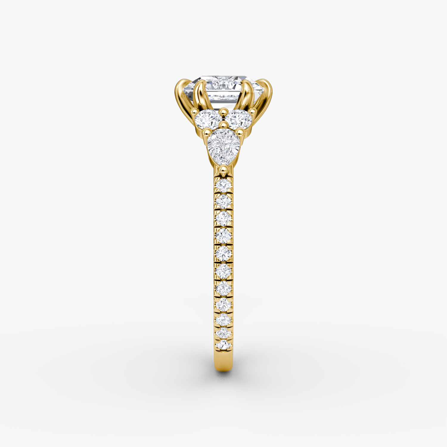 The Pear Cluster Heirloom | Asscher | 18k | Yellow Gold | bandAccent: Pavé | diamondOrientation: vertical | caratWeight: other