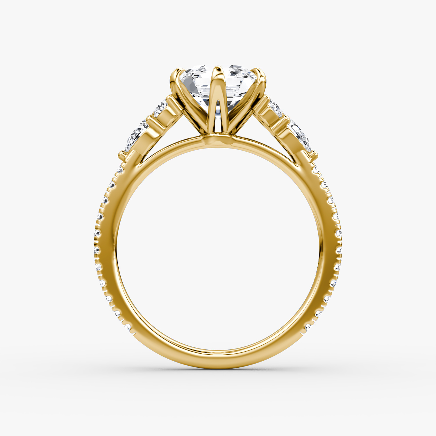 The Pear Cluster Heirloom | Asscher | 18k | Yellow Gold | bandAccent: Pavé | diamondOrientation: vertical | caratWeight: other