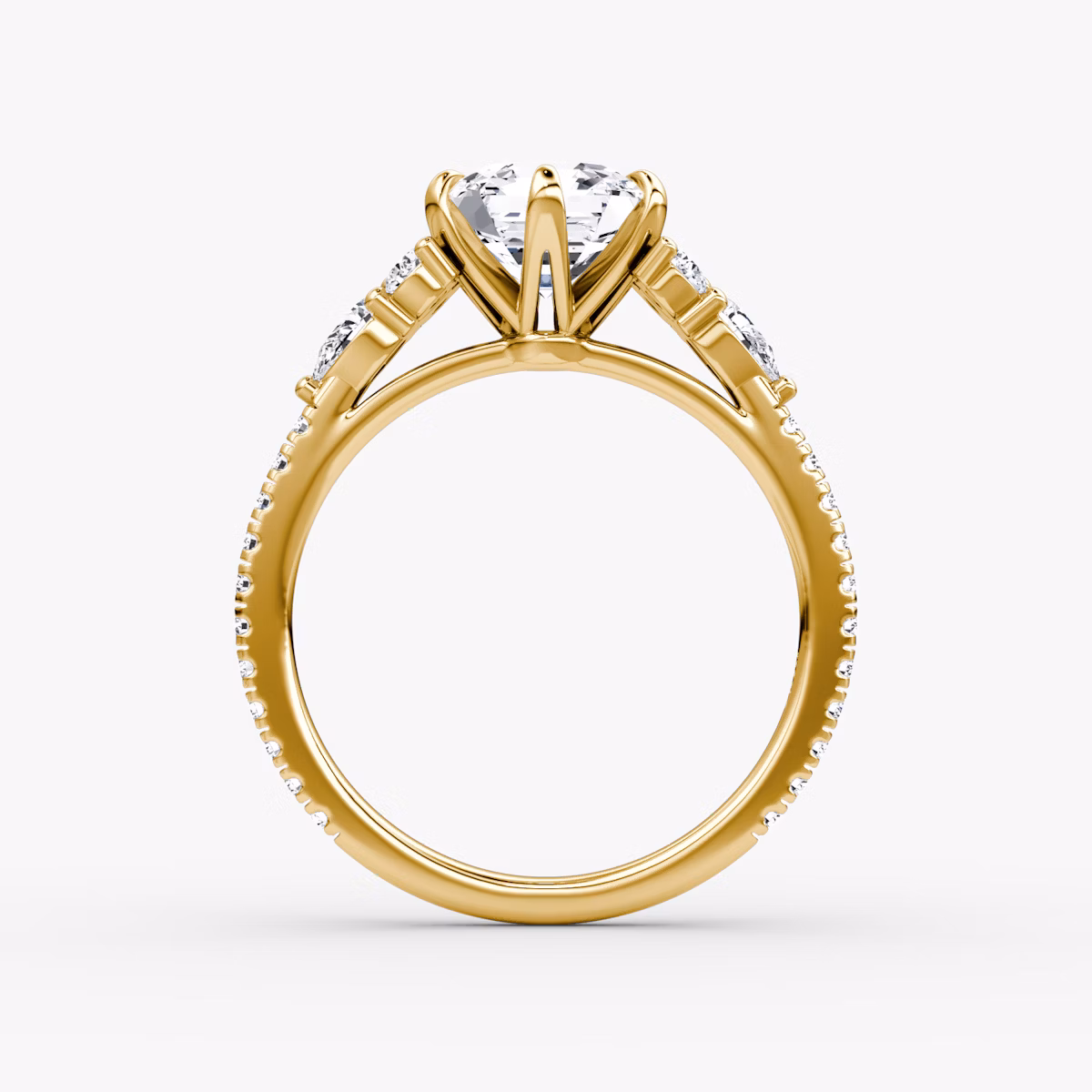 Anillo de compromiso Pear Cluster Heirloom | Asscher | 18k | Oro amarillo | bandAccent: Pavé | diamondOrientation: vertical | caratWeight: other