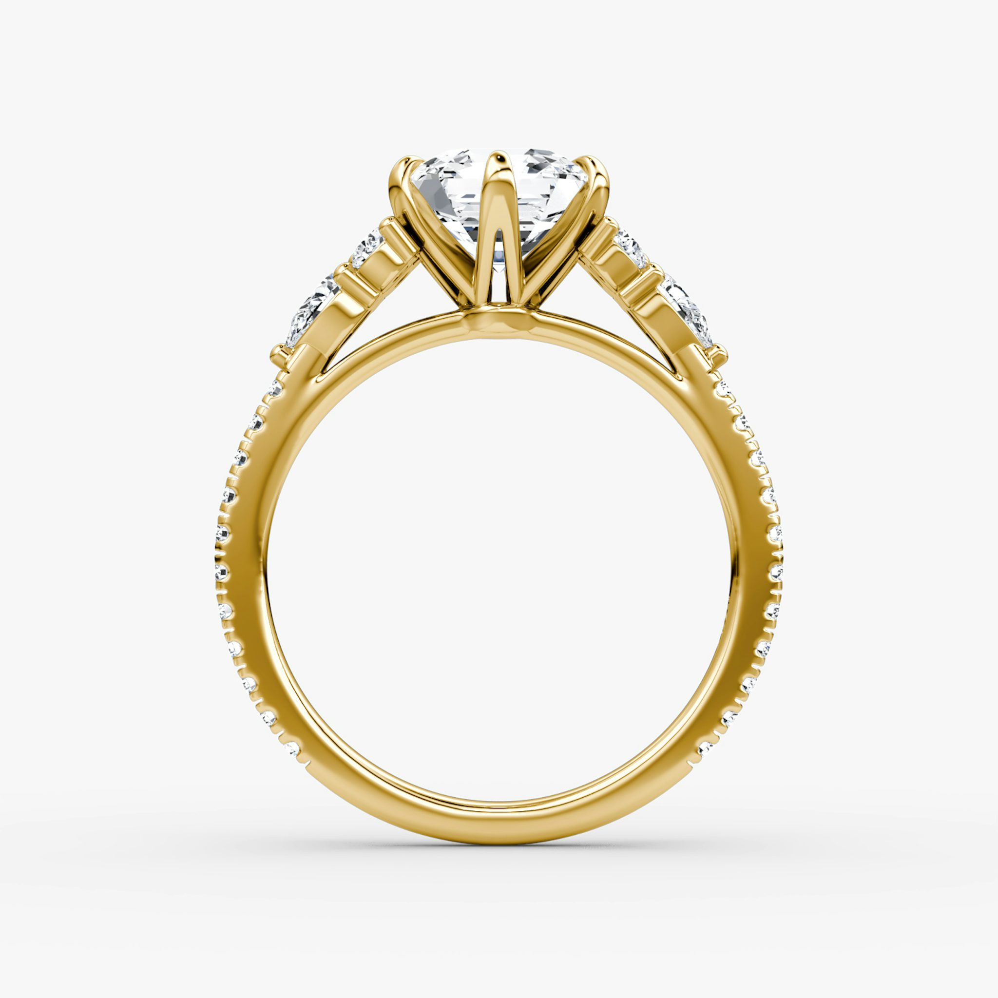 The Pear Cluster Heirloom | Asscher | 18k | Yellow Gold | bandAccent: Pavé | diamondOrientation: vertical | caratWeight: other