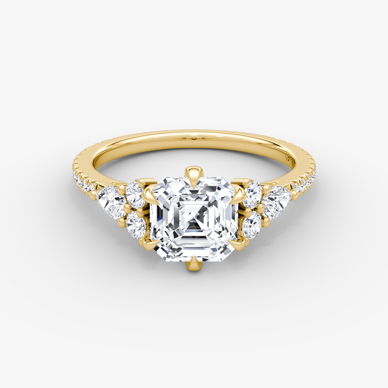 The Pear Cluster Heirloom | Asscher | 18k | Yellow Gold | bandAccent: Pavé | diamondOrientation: vertical | caratWeight: other