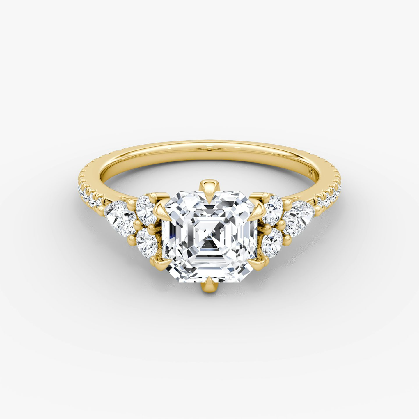 The Pear Cluster Heirloom | Asscher | 18k | Yellow Gold | bandAccent: Pavé | diamondOrientation: vertical | caratWeight: other