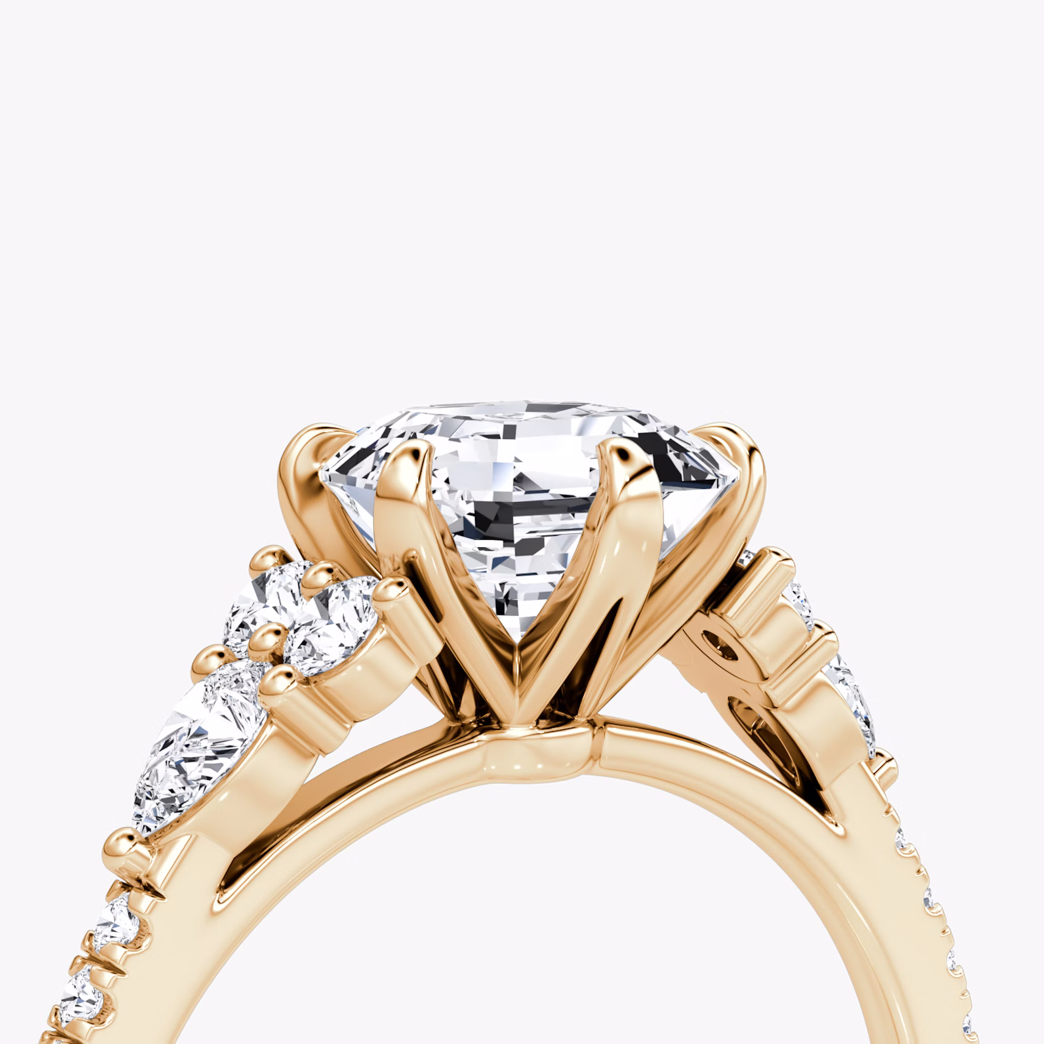 The Pear Cluster Heirloom | Asscher | 14k | Rose Gold | bandAccent: Pavé | diamondOrientation: vertical | caratWeight: other