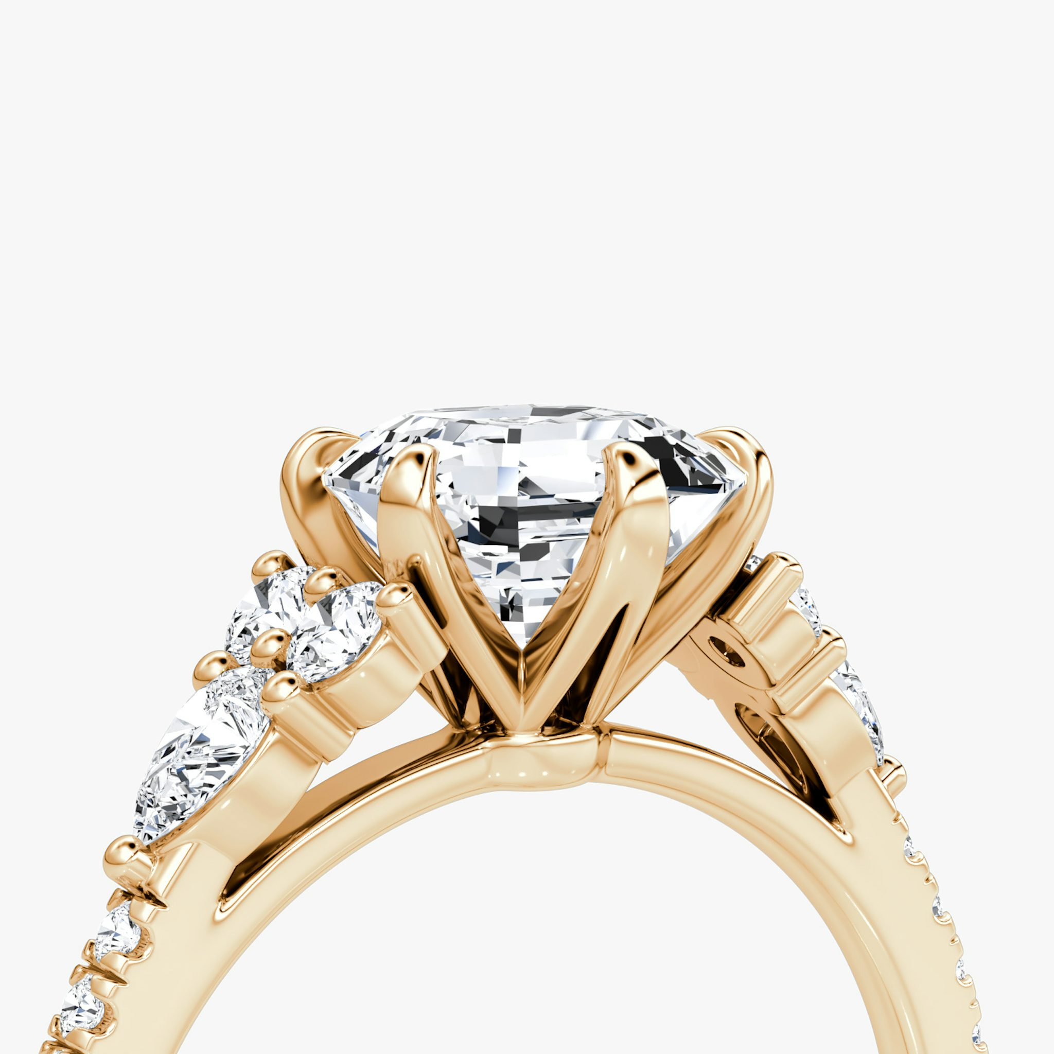 The Pear Cluster Heirloom | Asscher | 14k | Rose Gold | bandAccent: Pavé | diamondOrientation: vertical | caratWeight: other