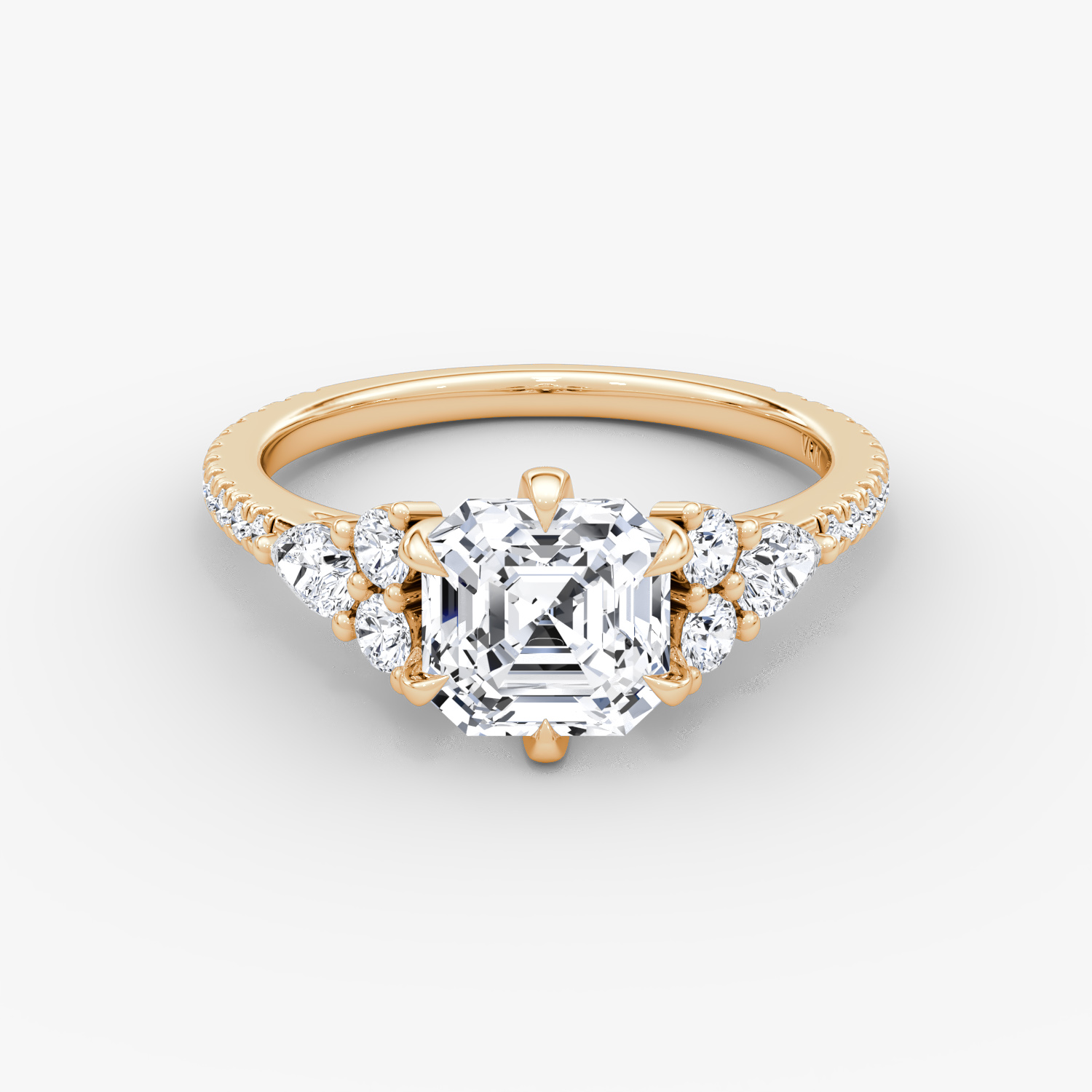 The Pear Cluster Heirloom | Asscher | 14k | Rose Gold | bandAccent: Pavé | diamondOrientation: vertical | caratWeight: other