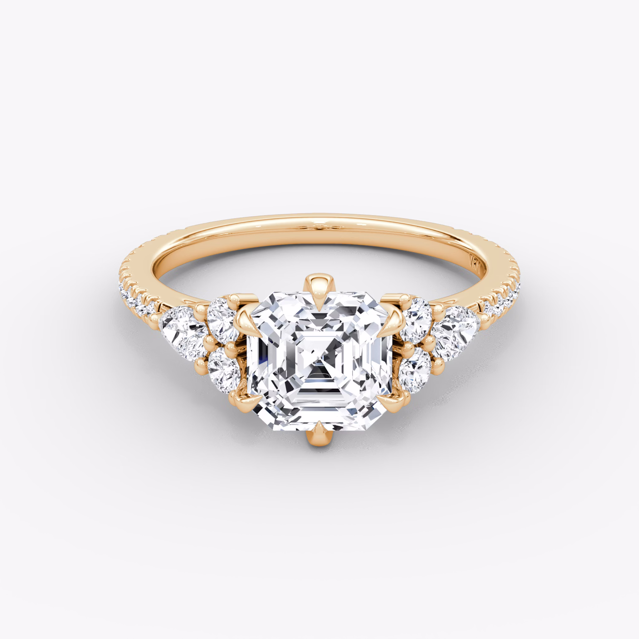 The Pear Cluster Heirloom | Asscher | 14k | Rose Gold | bandAccent: Pavé | diamondOrientation: vertical | caratWeight: other