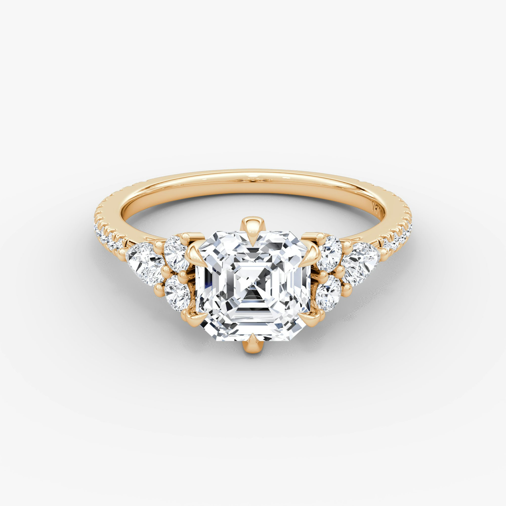 The Pear Cluster Heirloom | Asscher | 14k | Rose Gold | bandAccent: Pavé | diamondOrientation: vertical | caratWeight: other