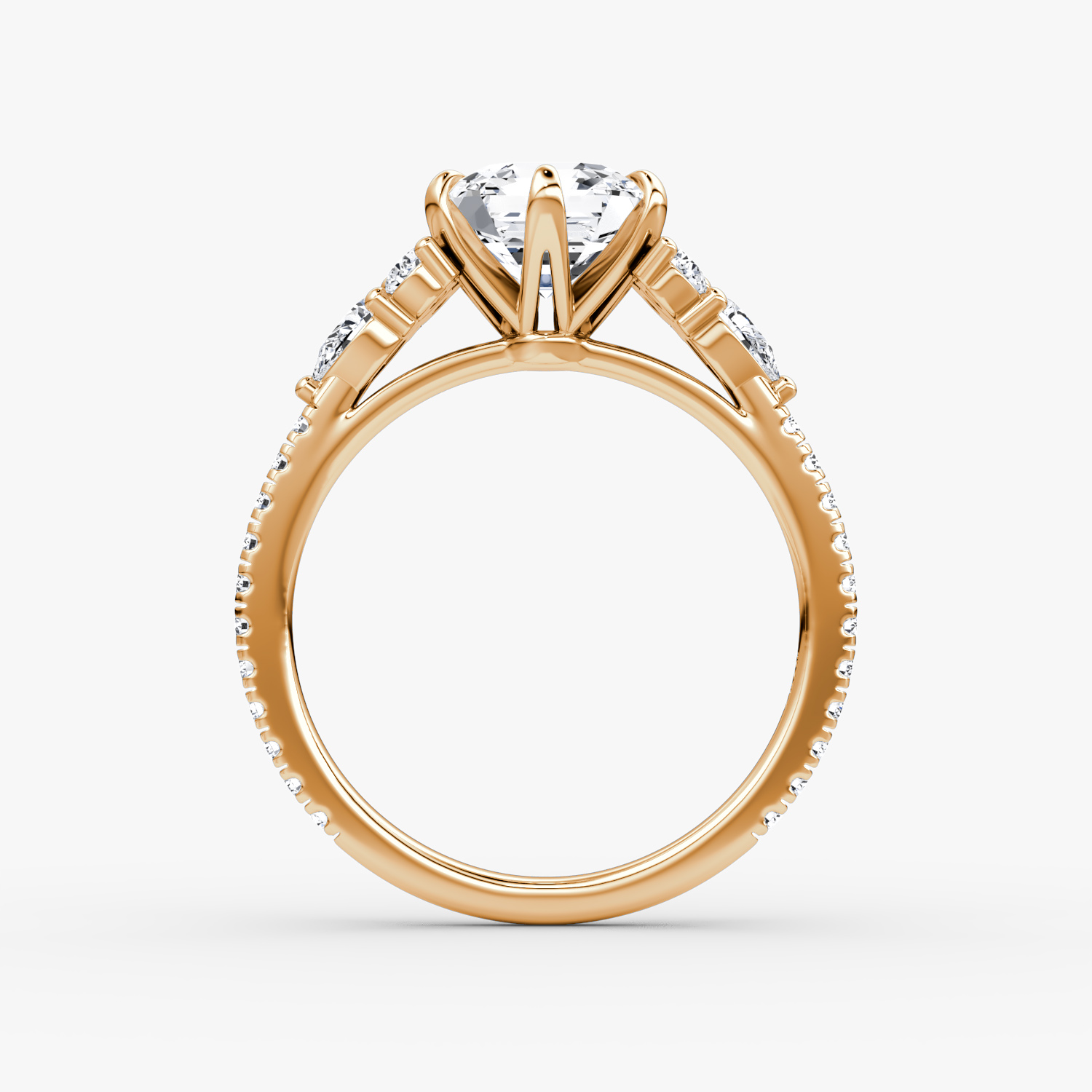 The Pear Cluster Heirloom | Asscher | 14k | Rose Gold | bandAccent: Pavé | diamondOrientation: vertical | caratWeight: other