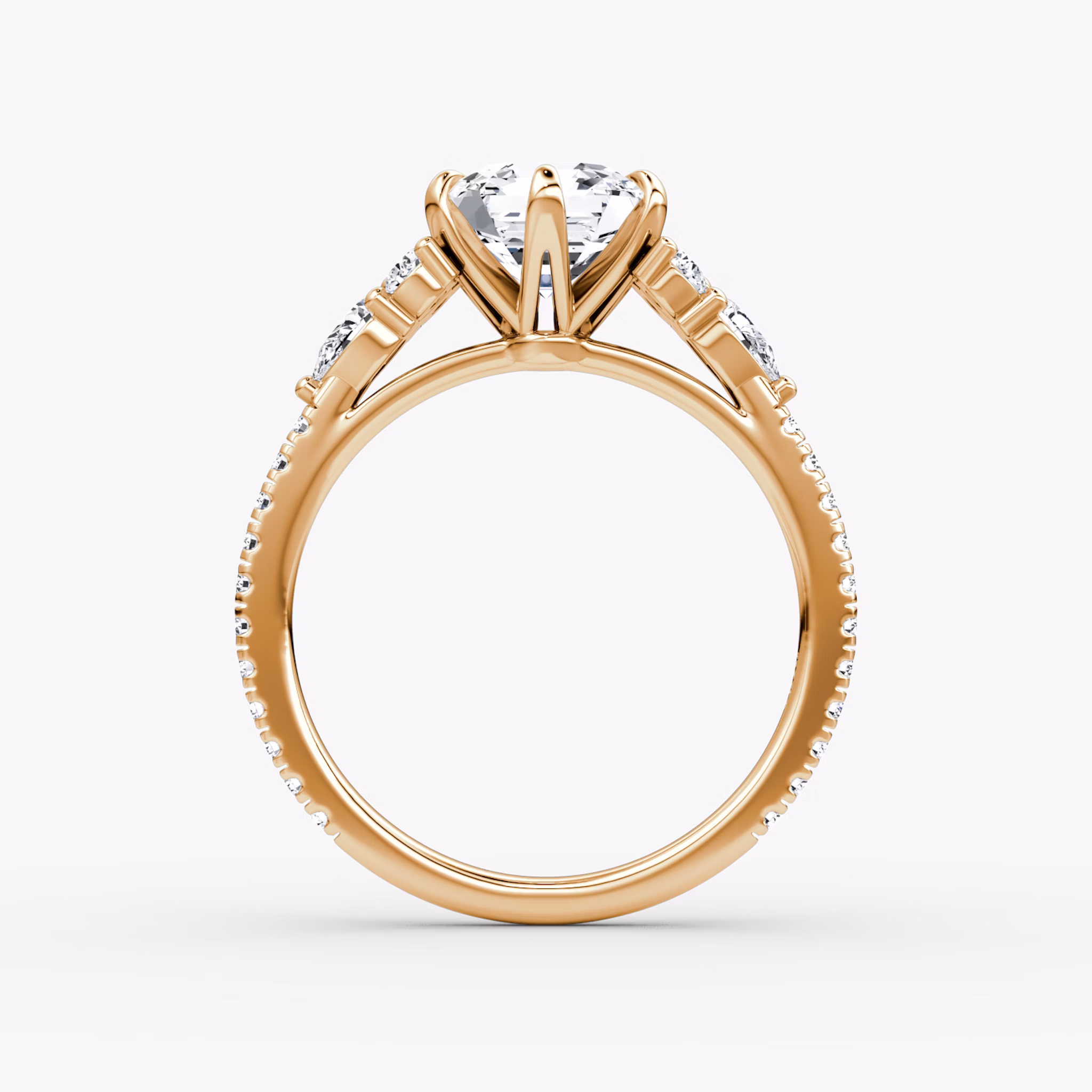 The Pear Cluster Heirloom | Asscher | 14k | Rose Gold | bandAccent: Pavé | diamondOrientation: vertical | caratWeight: other