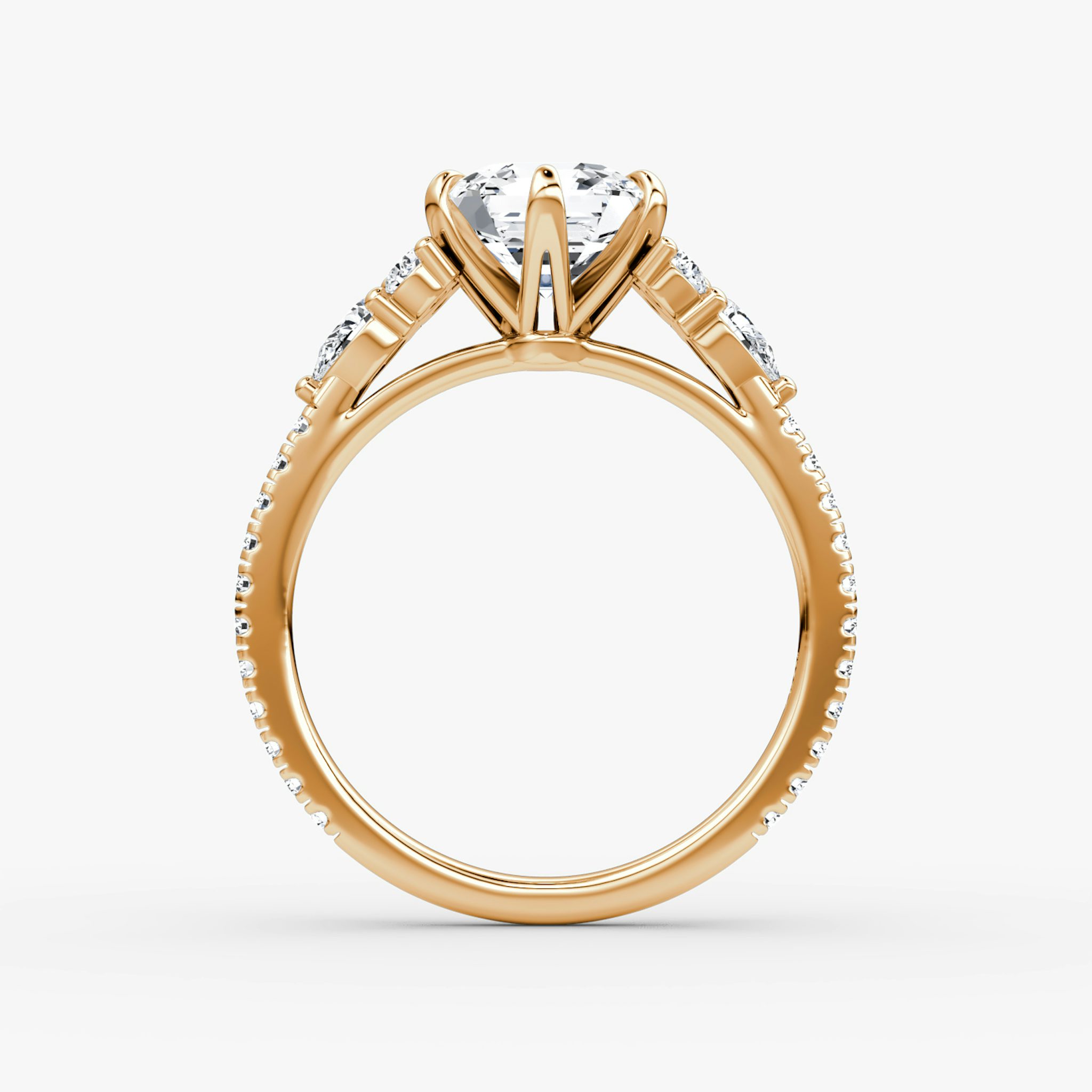 The Pear Cluster Heirloom | Asscher | 14k | Rose Gold | bandAccent: Pavé | diamondOrientation: vertical | caratWeight: other