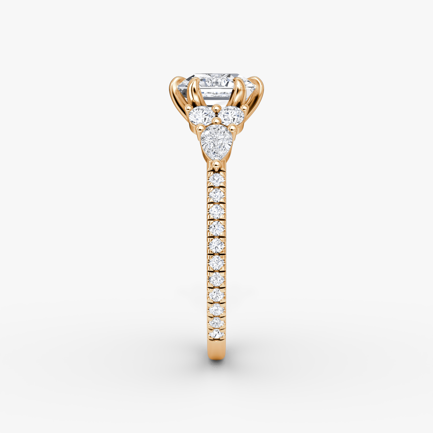 The Pear Cluster Heirloom | Asscher | 14k | Rose Gold | bandAccent: Pavé | diamondOrientation: vertical | caratWeight: other