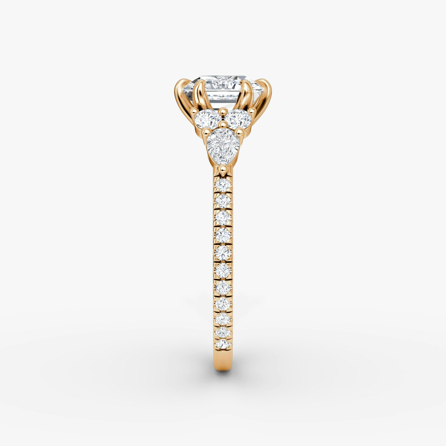 The Pear Cluster Heirloom | Asscher | 14k | Rose Gold | bandAccent: Pavé | diamondOrientation: vertical | caratWeight: other