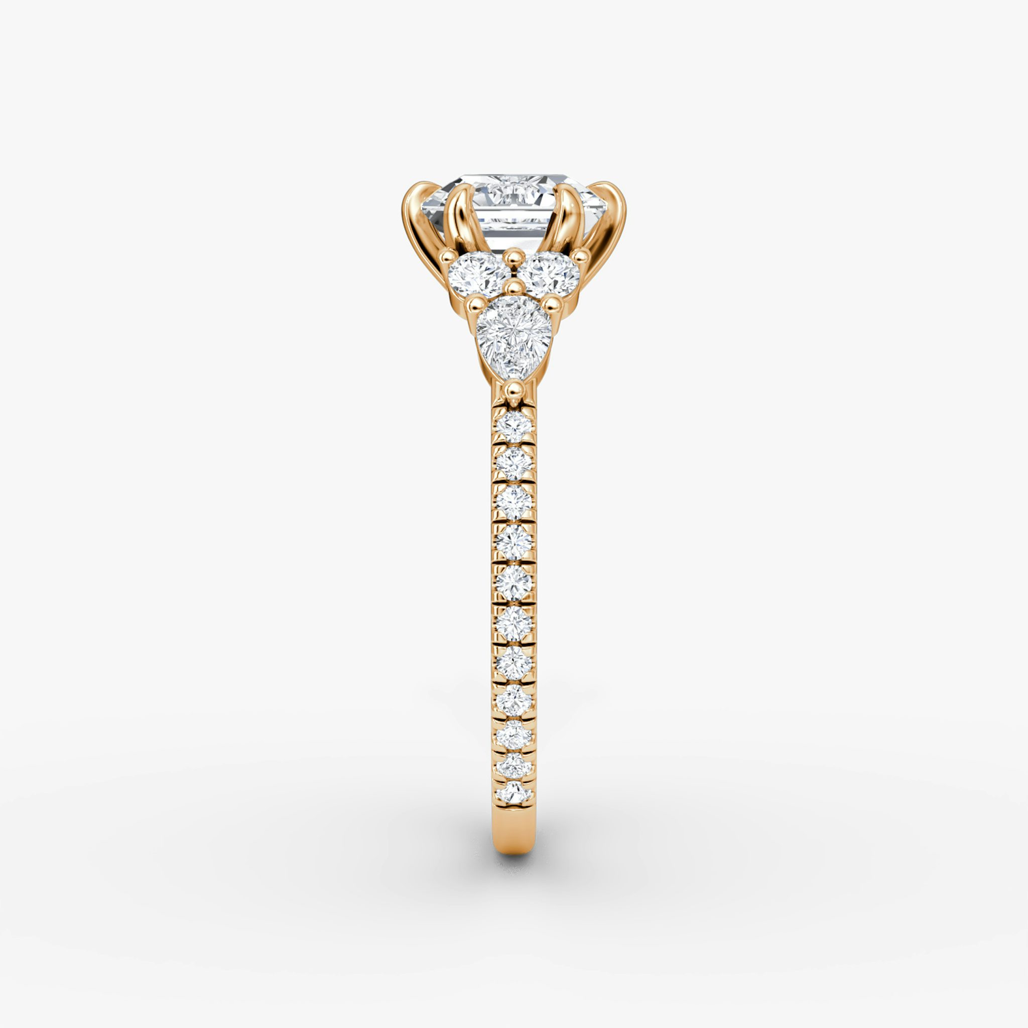 The Pear Cluster Heirloom | Asscher | 14k | Rose Gold | bandAccent: Pavé | diamondOrientation: vertical | caratWeight: other