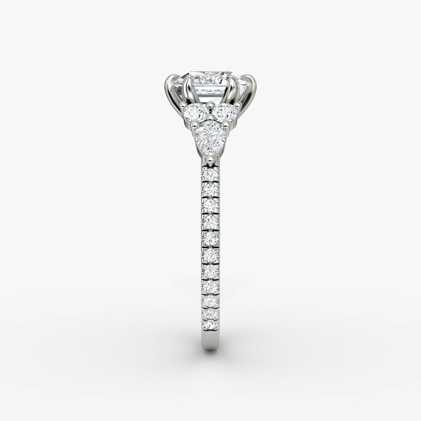 The Pear Cluster Heirloom | Asscher | Platinum | bandAccent: Pavé | diamondOrientation: vertical | caratWeight: other