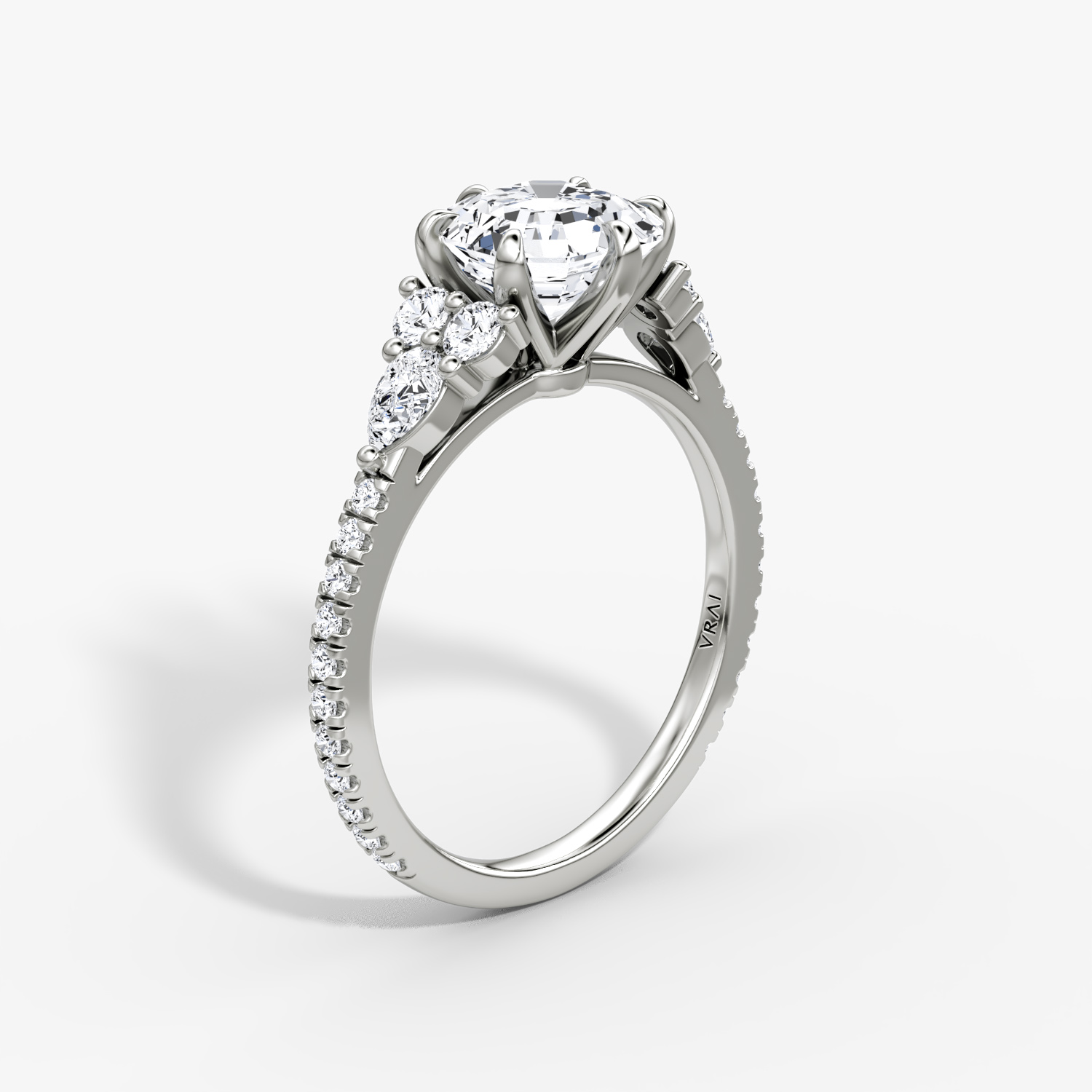 The Pear Cluster Heirloom | Asscher | Platinum | bandAccent: Pavé | diamondOrientation: vertical | caratWeight: other