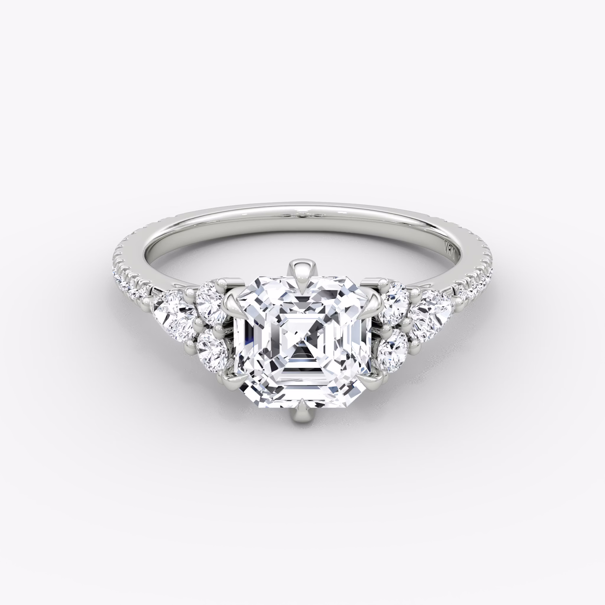 The Pear Cluster Heirloom | Asscher | 18k | White Gold | bandAccent: Pavé | diamondOrientation: vertical | caratWeight: other