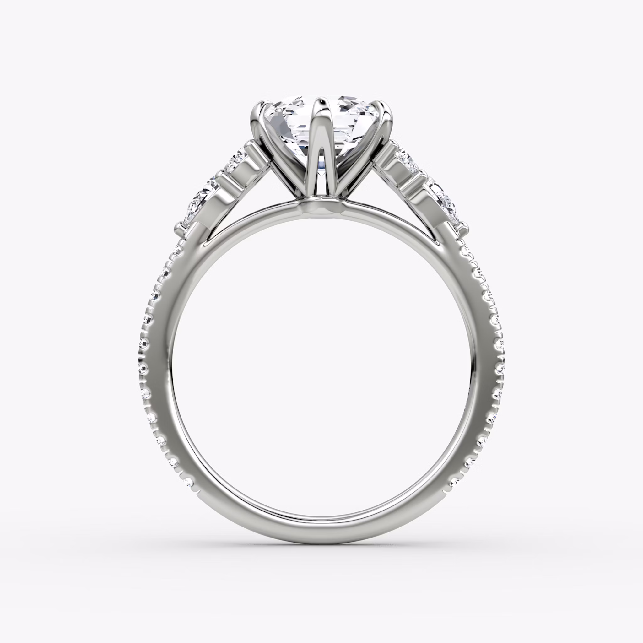 The Pear Cluster Heirloom | Asscher | 18k | White Gold | bandAccent: Pavé | diamondOrientation: vertical | caratWeight: other