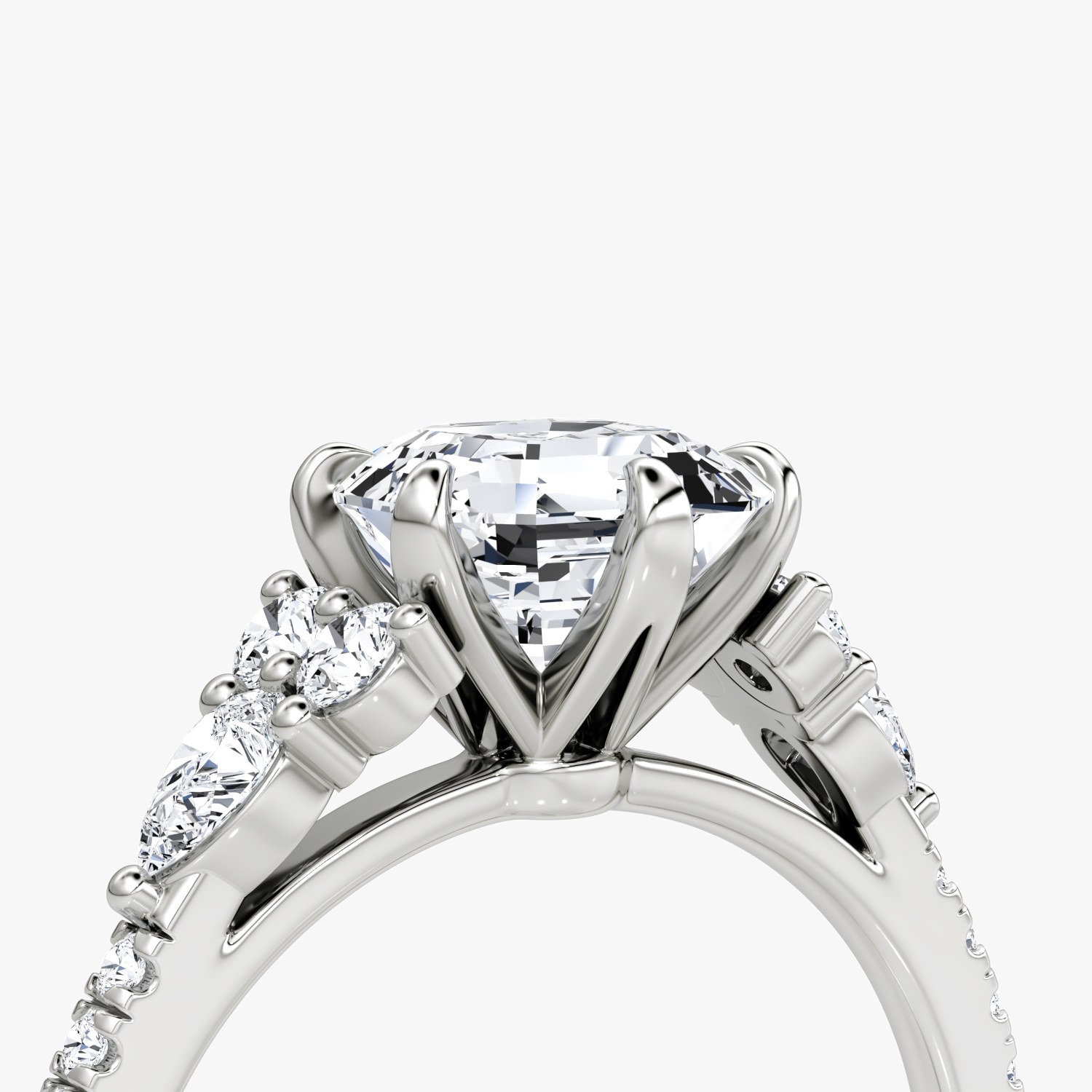 The Pear Cluster Heirloom | Asscher | 18k | White Gold | bandAccent: Pavé | diamondOrientation: vertical | caratWeight: other