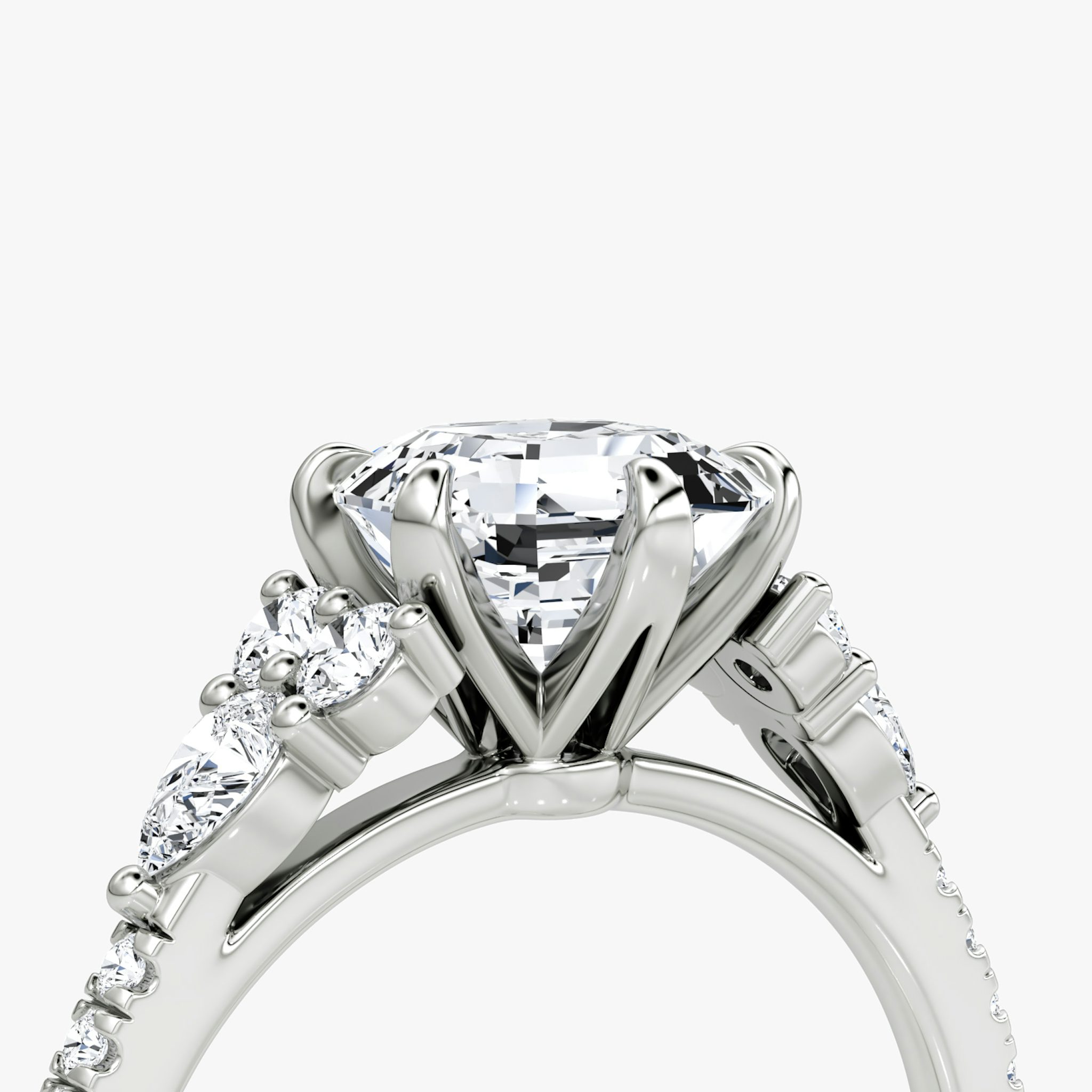 The Pear Cluster Heirloom | Asscher | 18k | White Gold | bandAccent: Pavé | diamondOrientation: vertical | caratWeight: other