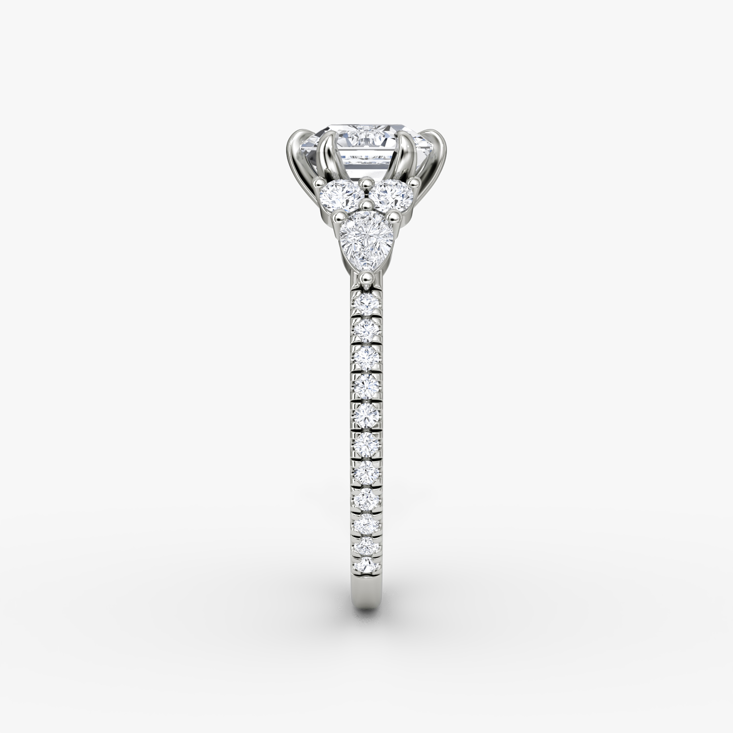 The Pear Cluster Heirloom | Asscher | 18k | White Gold | bandAccent: Pavé | diamondOrientation: vertical | caratWeight: other