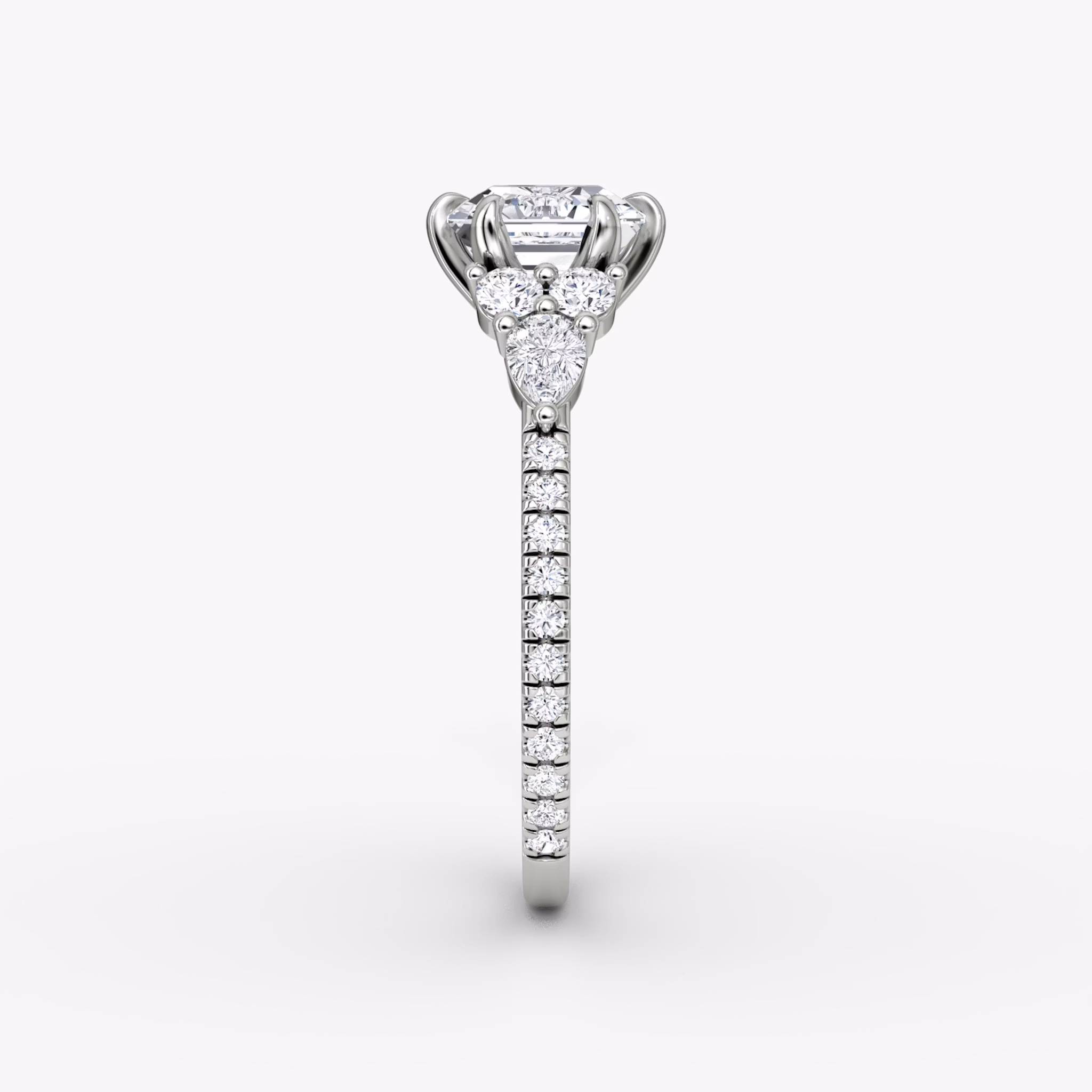 The Pear Cluster Heirloom | Asscher | 18k | White Gold | bandAccent: Pavé | diamondOrientation: vertical | caratWeight: other