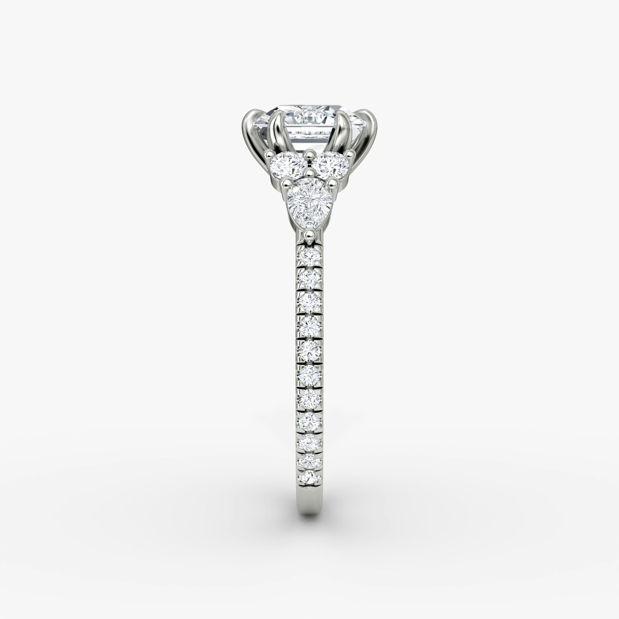 The Pear Cluster Heirloom | Asscher | 18k | White Gold | bandAccent: Pavé | diamondOrientation: vertical | caratWeight: other