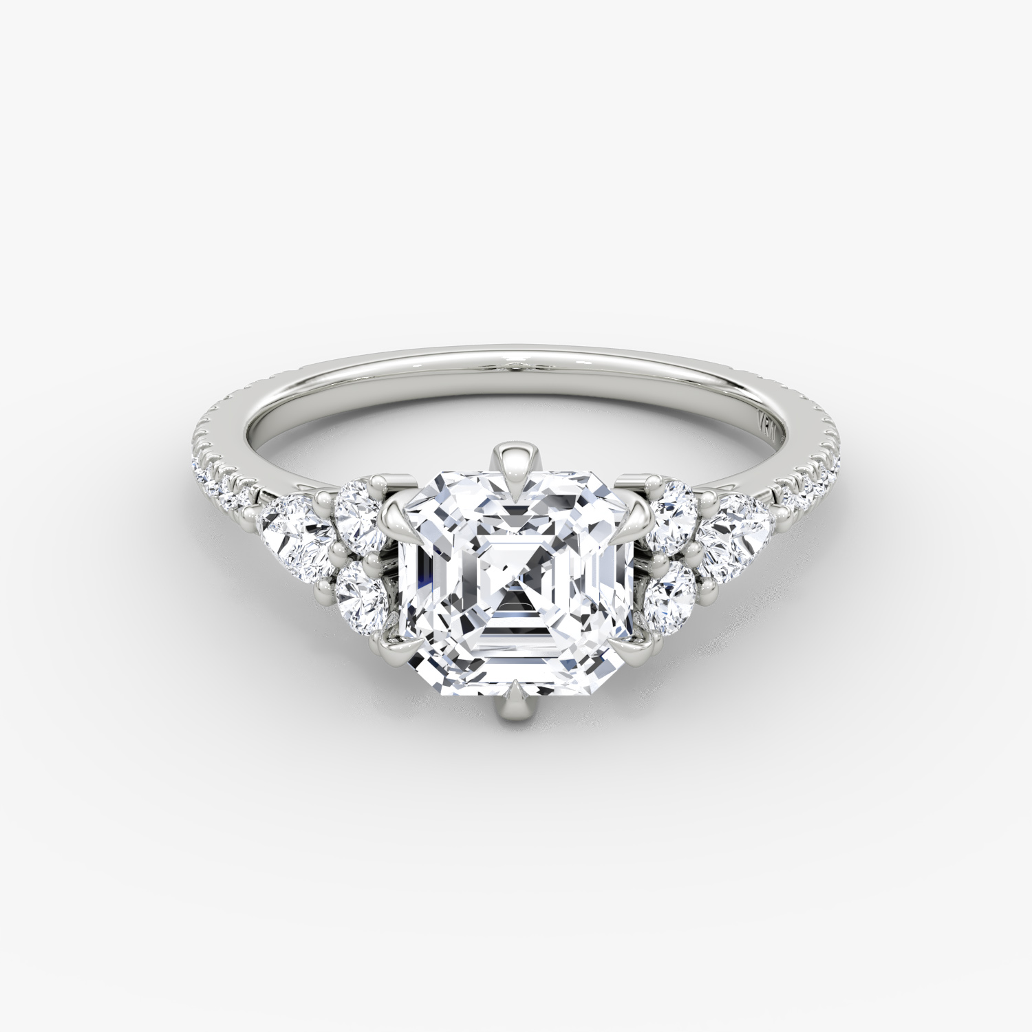 The Pear Cluster Heirloom | Asscher | Platinum | bandAccent: Pavé | diamondOrientation: vertical | caratWeight: other