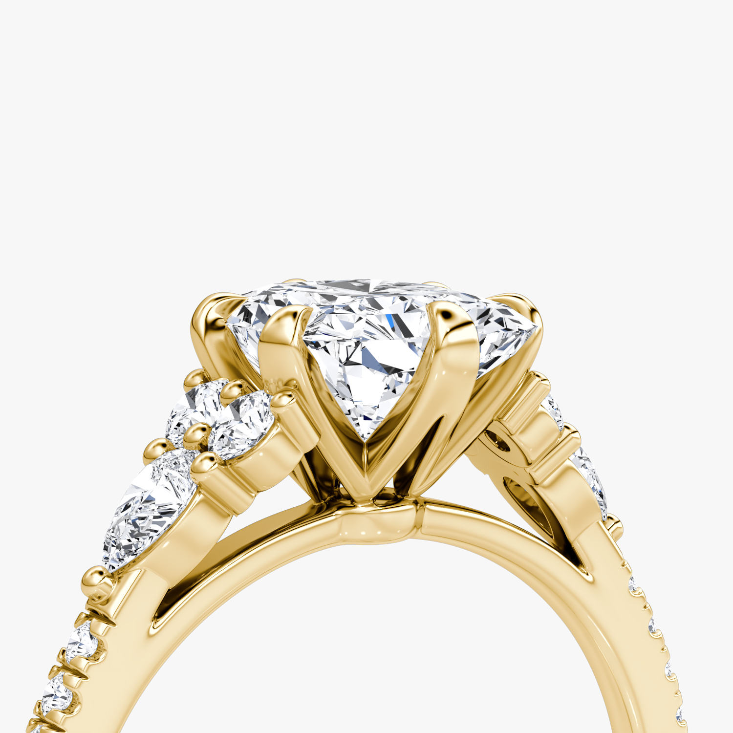 The Pear Cluster Heirloom | Radiant | 18k | Yellow Gold | bandAccent: Pavé | diamondOrientation: vertical | caratWeight: other