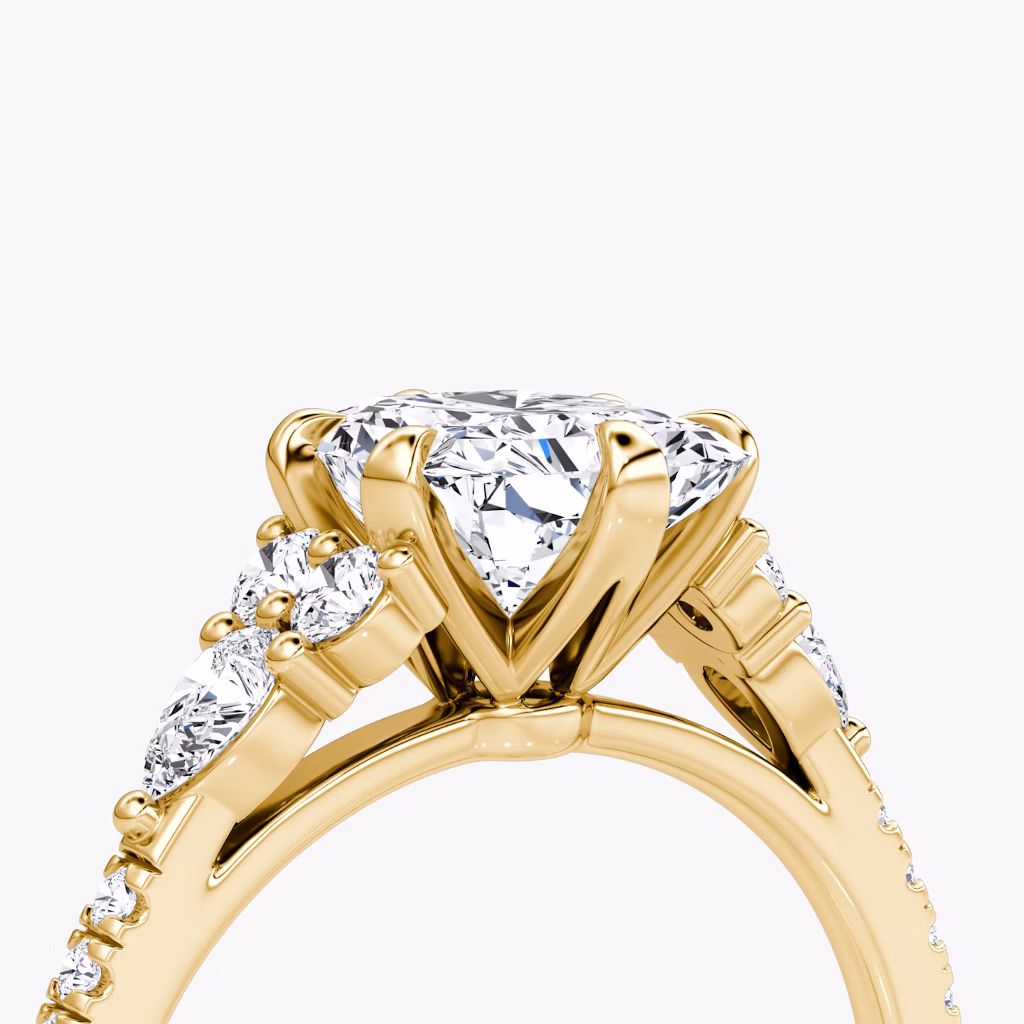 The Pear Cluster Heirloom | Radiant | 18k | Yellow Gold | bandAccent: Pavé | diamondOrientation: vertical | caratWeight: other