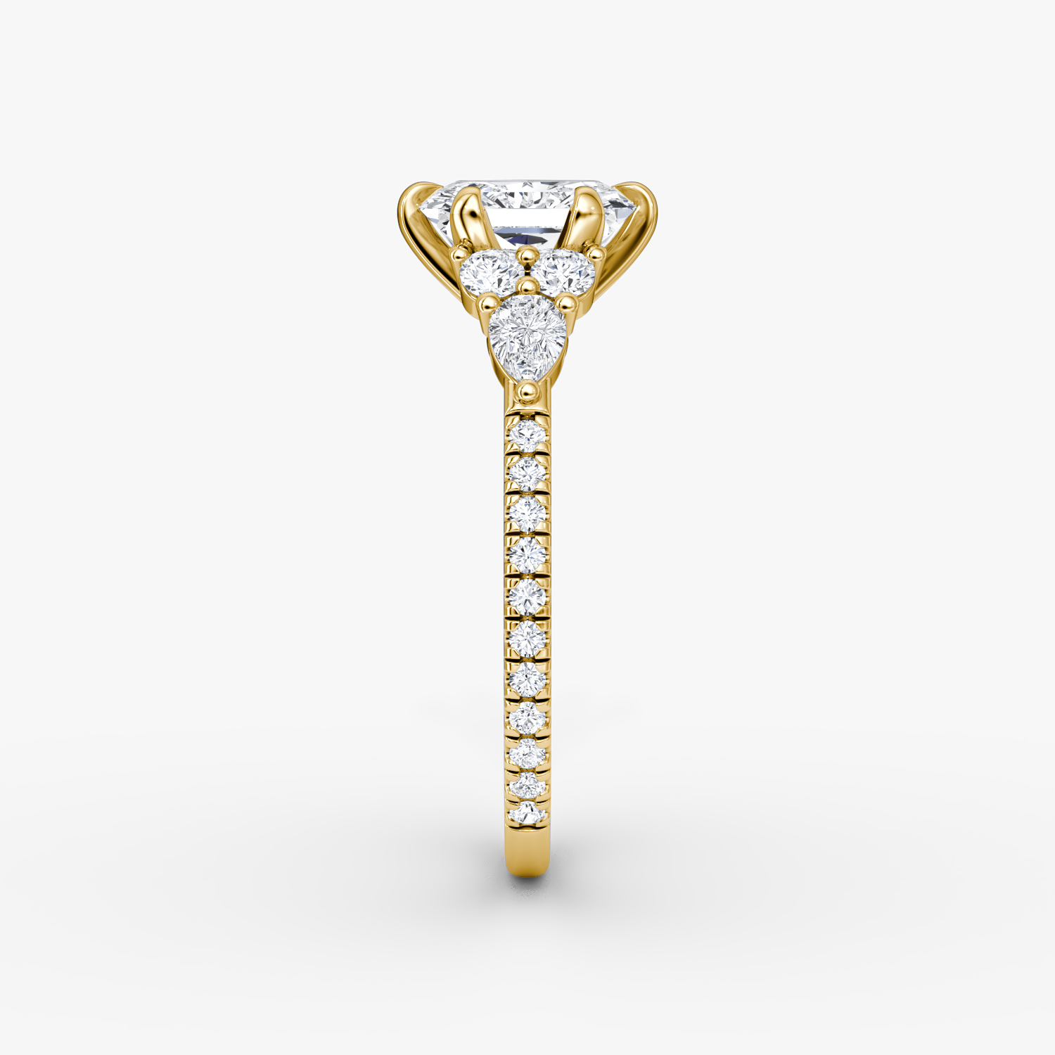 The Pear Cluster Heirloom | Radiant | 18k | Yellow Gold | bandAccent: Pavé | diamondOrientation: vertical | caratWeight: other