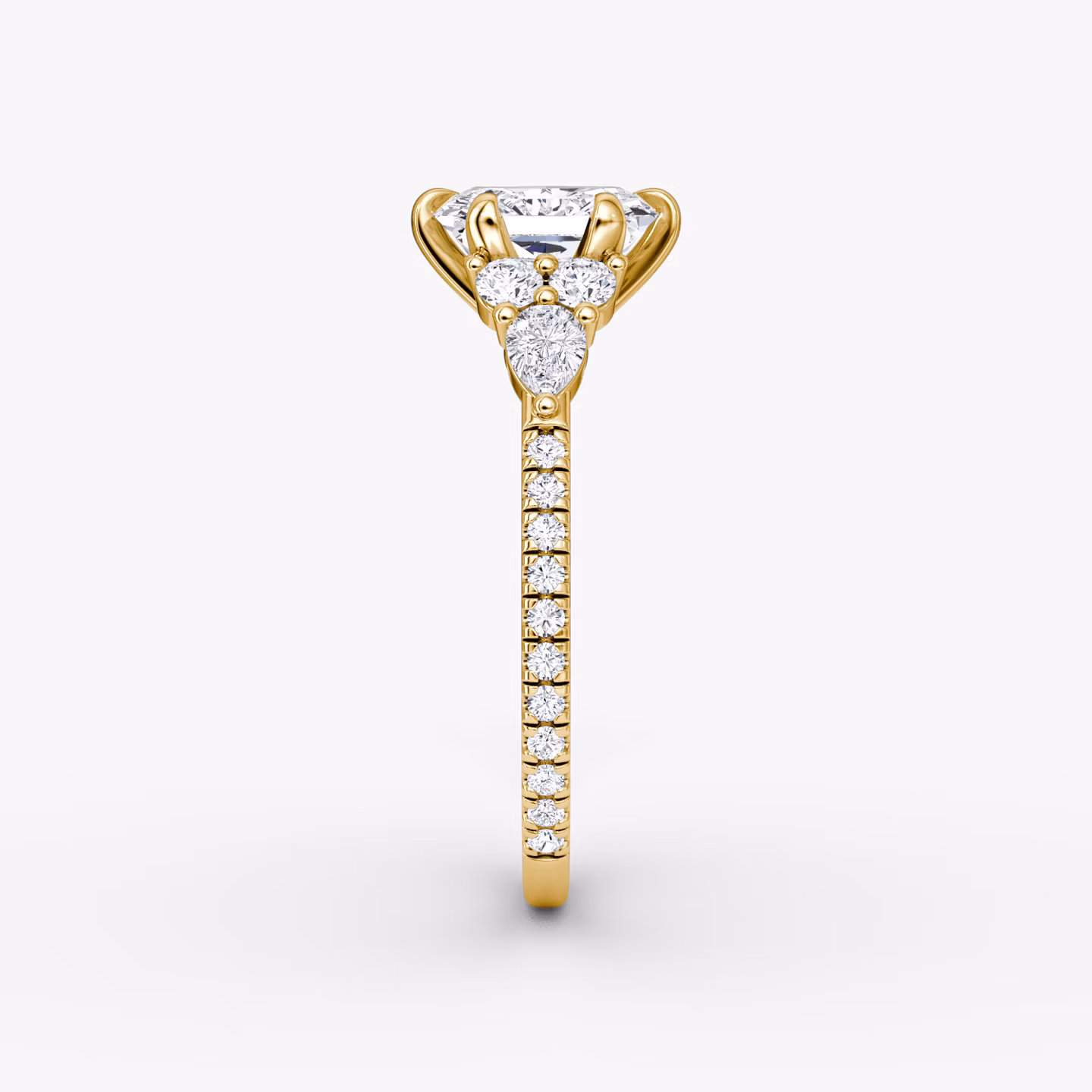 The Pear Cluster Heirloom | Radiant | 18k | Yellow Gold | bandAccent: Pavé | diamondOrientation: vertical | caratWeight: other