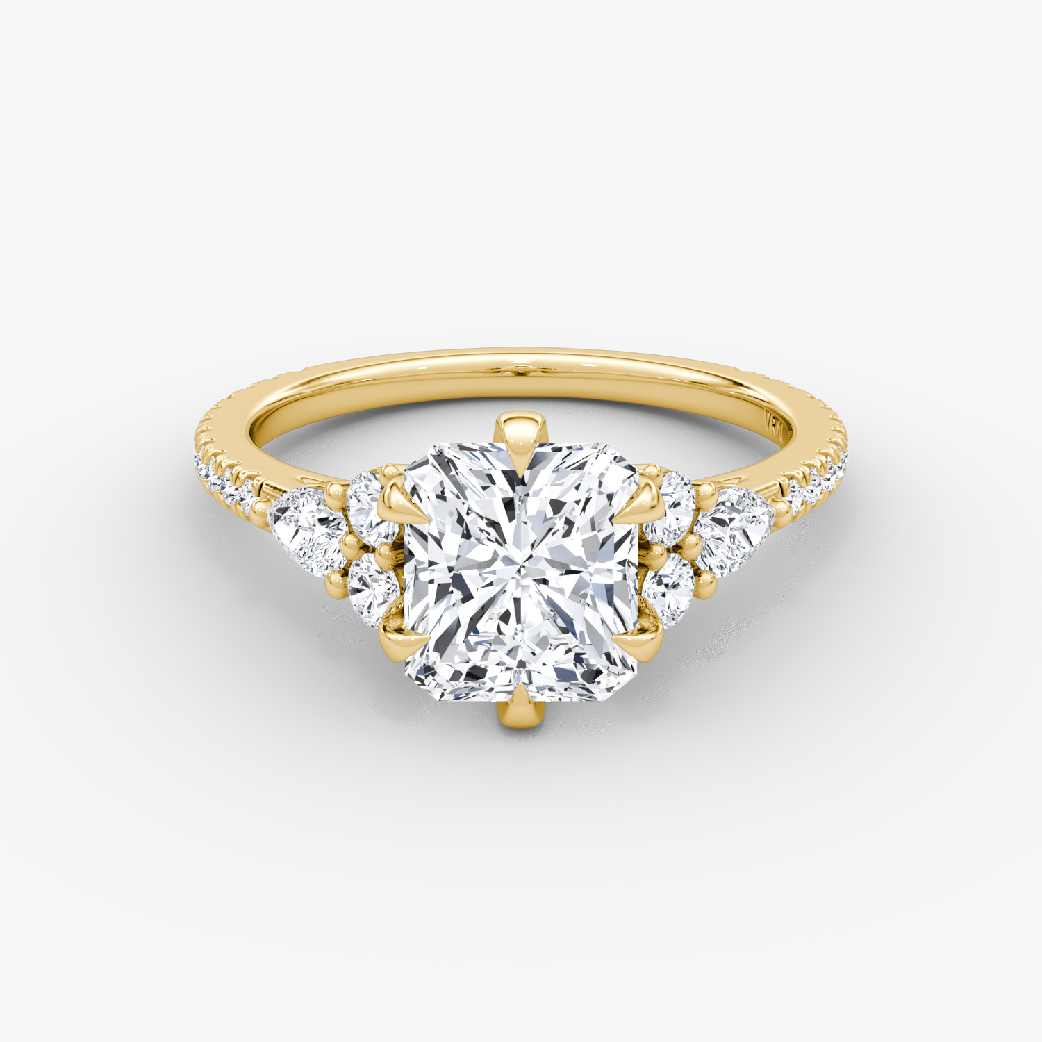 The Pear Cluster Heirloom | Radiant | 18k | Yellow Gold | bandAccent: Pavé | diamondOrientation: vertical | caratWeight: other