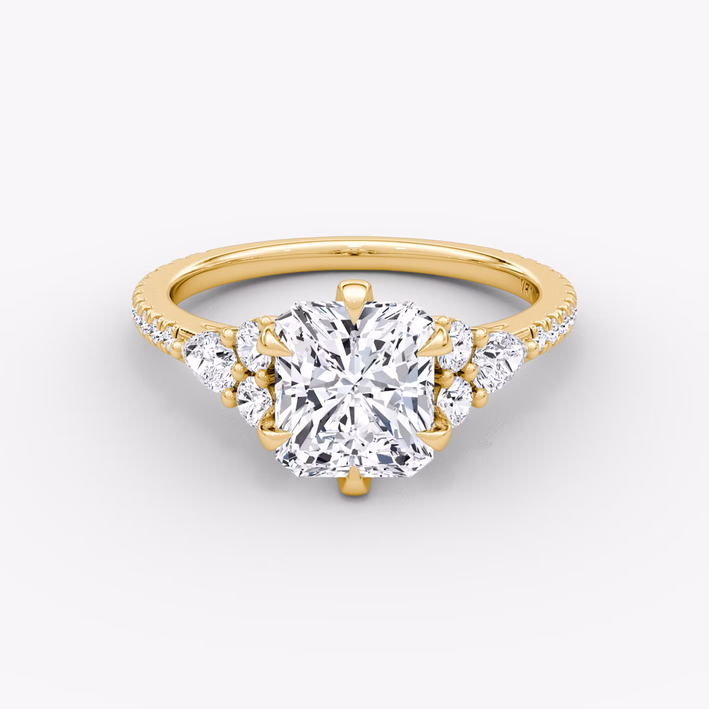 The Pear Cluster Heirloom | Radiant | 18k | Yellow Gold | bandAccent: Pavé | diamondOrientation: vertical | caratWeight: other