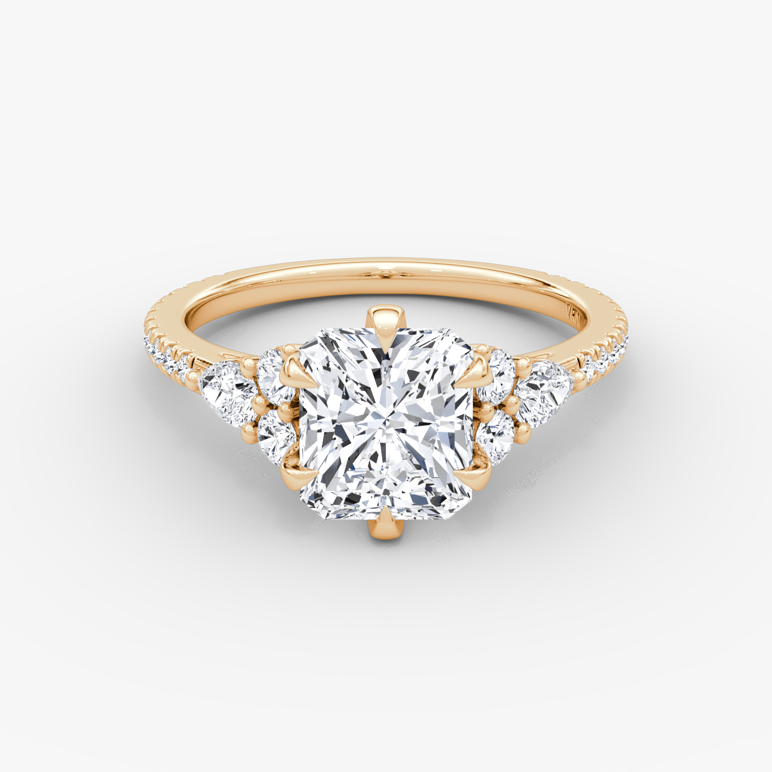 The Pear Cluster Heirloom | Radiant | 14k | Rose Gold | bandAccent: Pavé | diamondOrientation: vertical | caratWeight: other