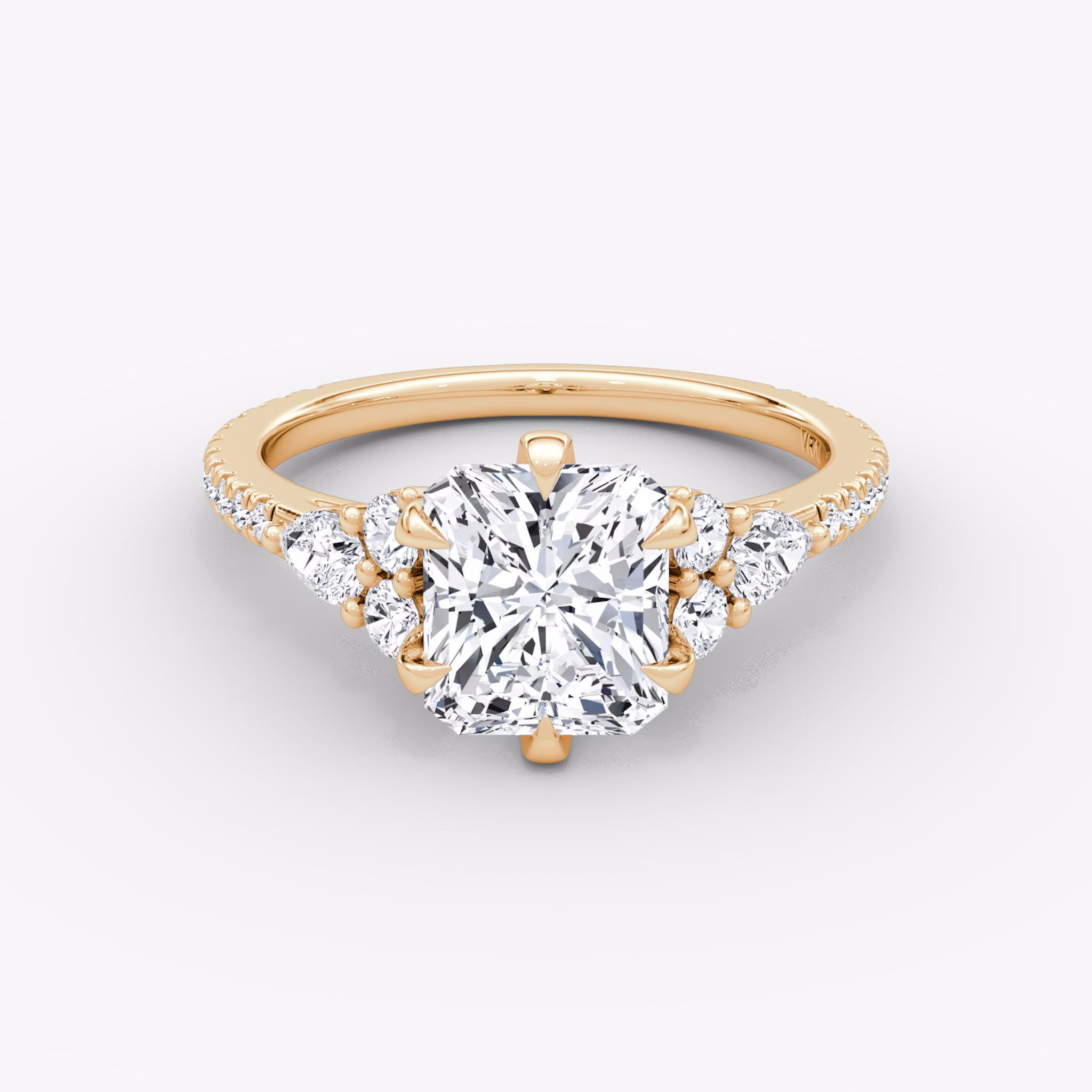 The Pear Cluster Heirloom | Radiant | 14k | Rose Gold | bandAccent: Pavé | diamondOrientation: vertical | caratWeight: other