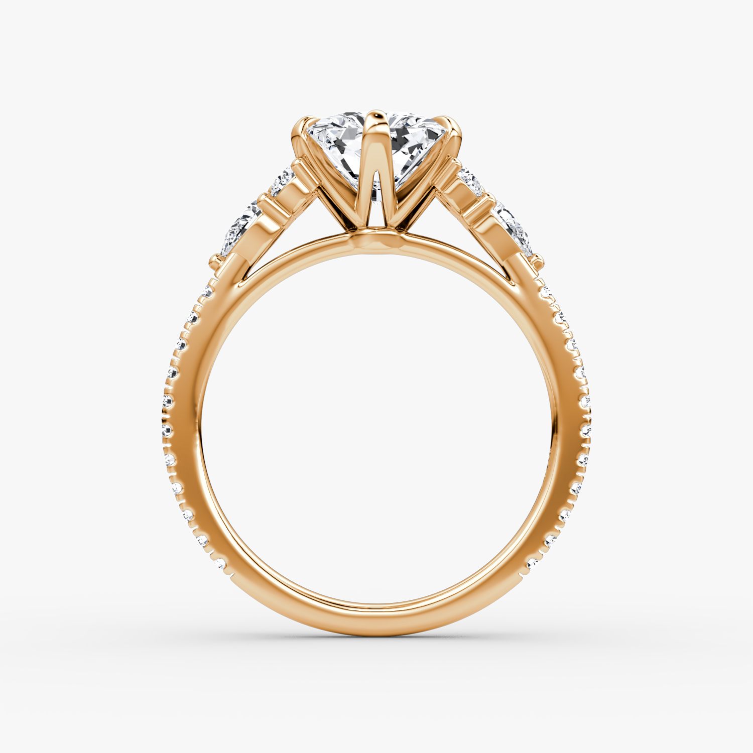 The Pear Cluster Heirloom | Radiant | 14k | Rose Gold | bandAccent: Pavé | diamondOrientation: vertical | caratWeight: other