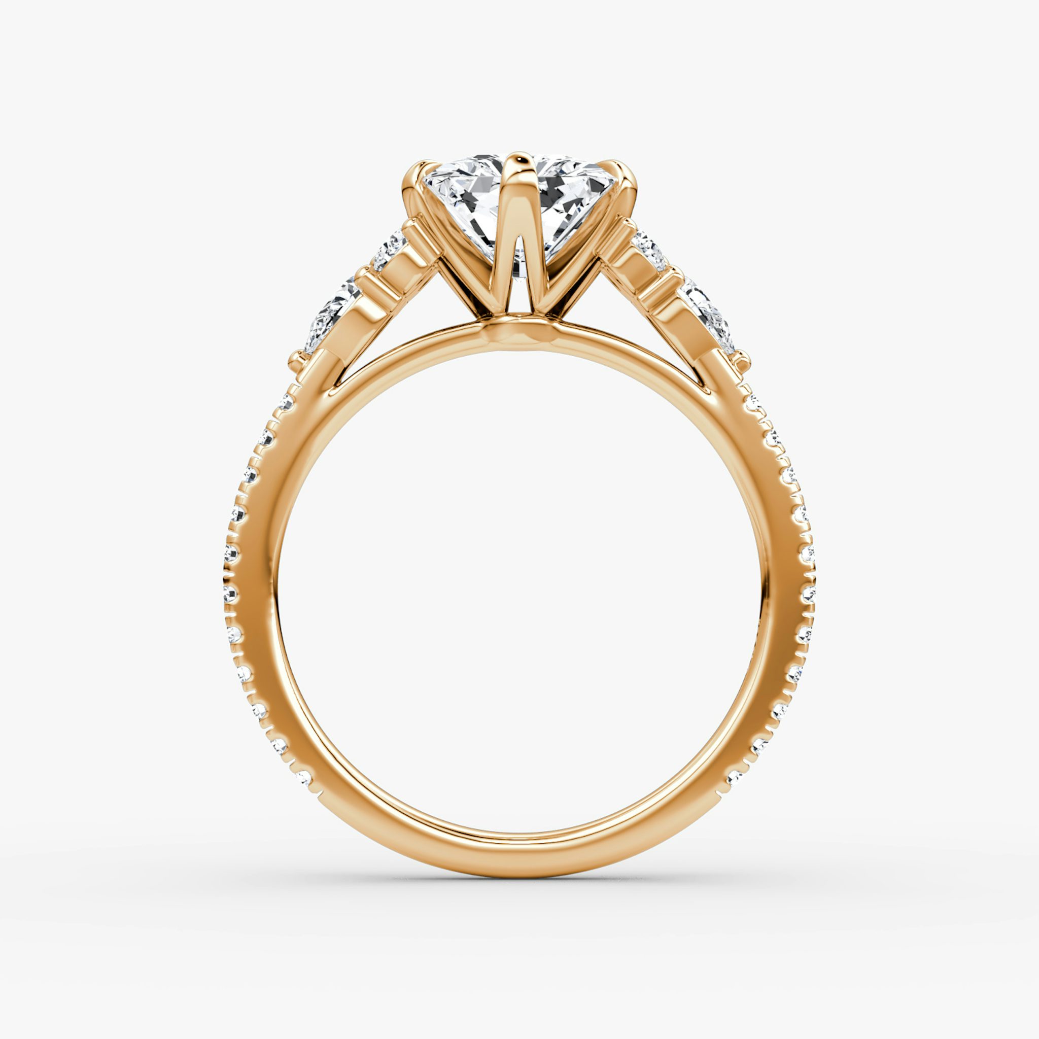 The Pear Cluster Heirloom | Radiant | 14k | Rose Gold | bandAccent: Pavé | diamondOrientation: vertical | caratWeight: other
