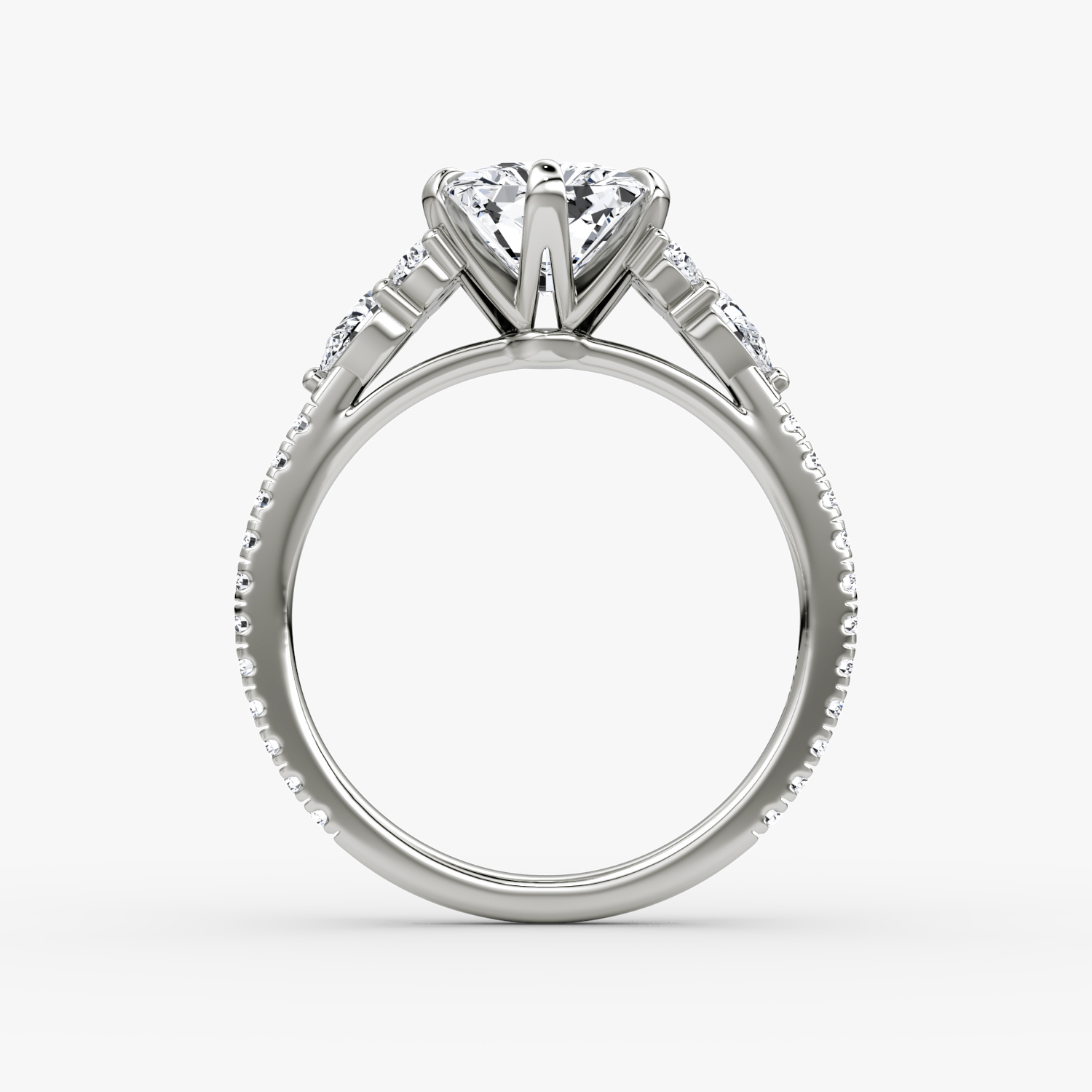 The Pear Cluster Heirloom | Radiant | Platinum | bandAccent: Pavé | diamondOrientation: vertical | caratWeight: other