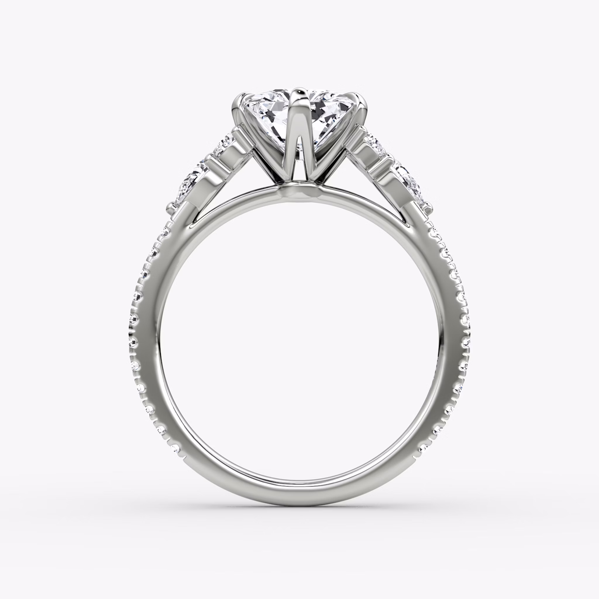 The Pear Cluster Heirloom | Radiant | Platinum | bandAccent: Pavé | diamondOrientation: vertical | caratWeight: other