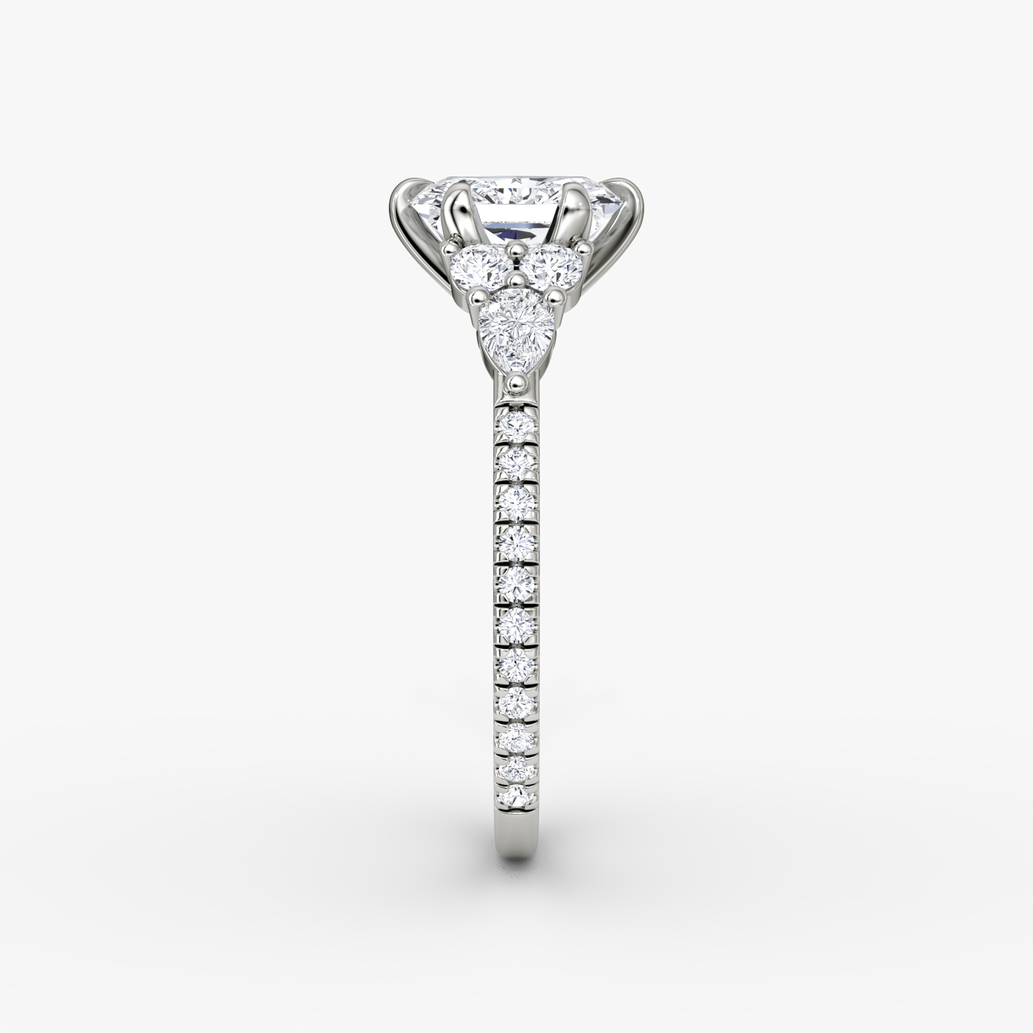 The Pear Cluster Heirloom | Radiant | Platinum | bandAccent: Pavé | diamondOrientation: vertical | caratWeight: other